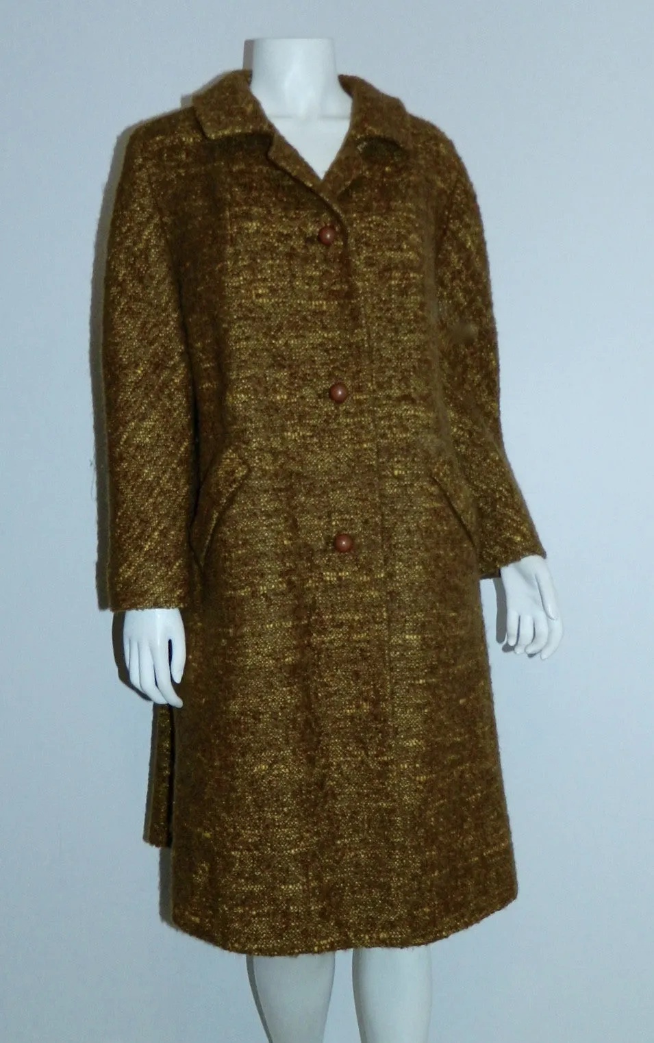 copper tweed coat 1960s vintage YouthCraft nubby boucle topper L - XL