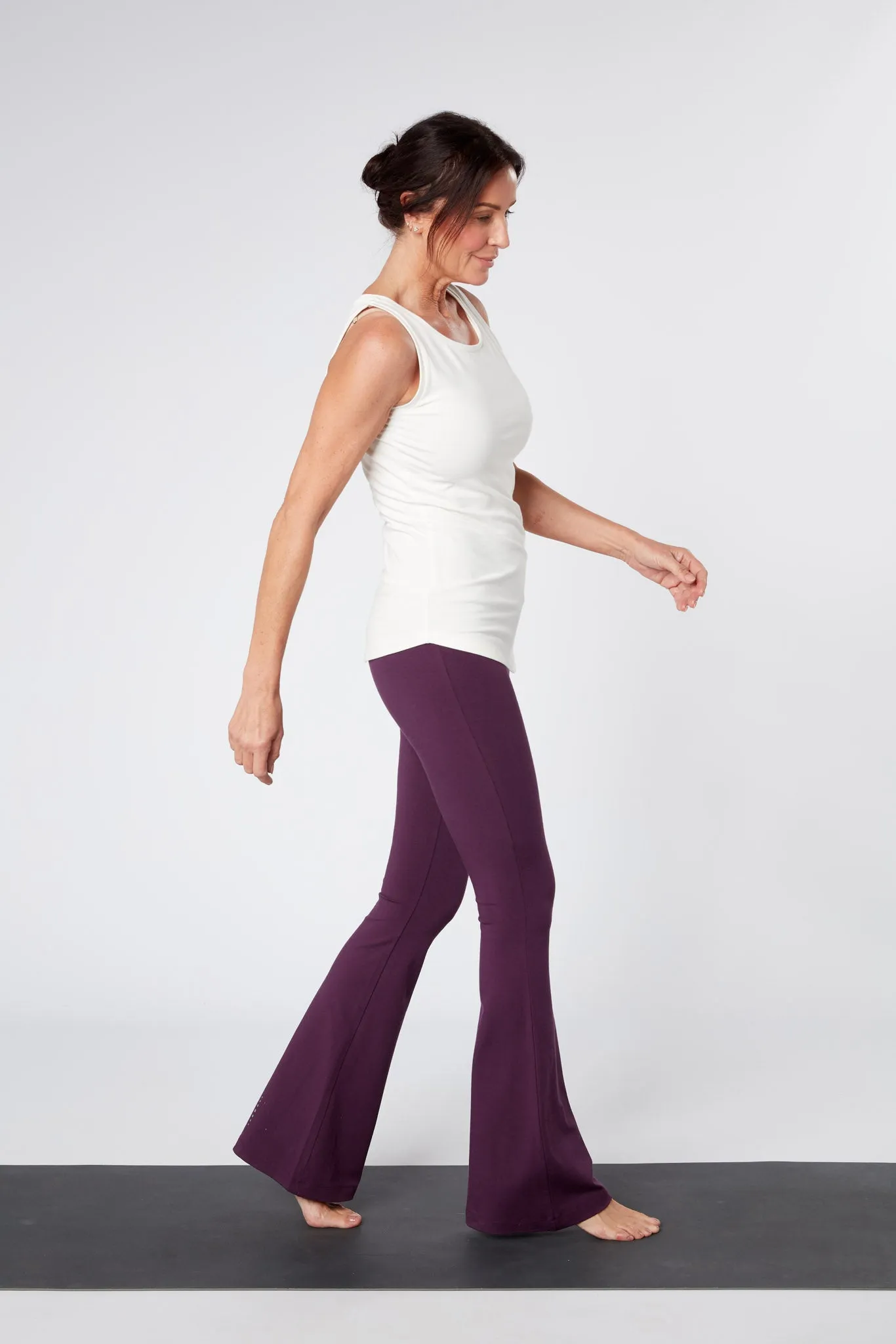 Crossed Waist Flared Pants - Aubergine