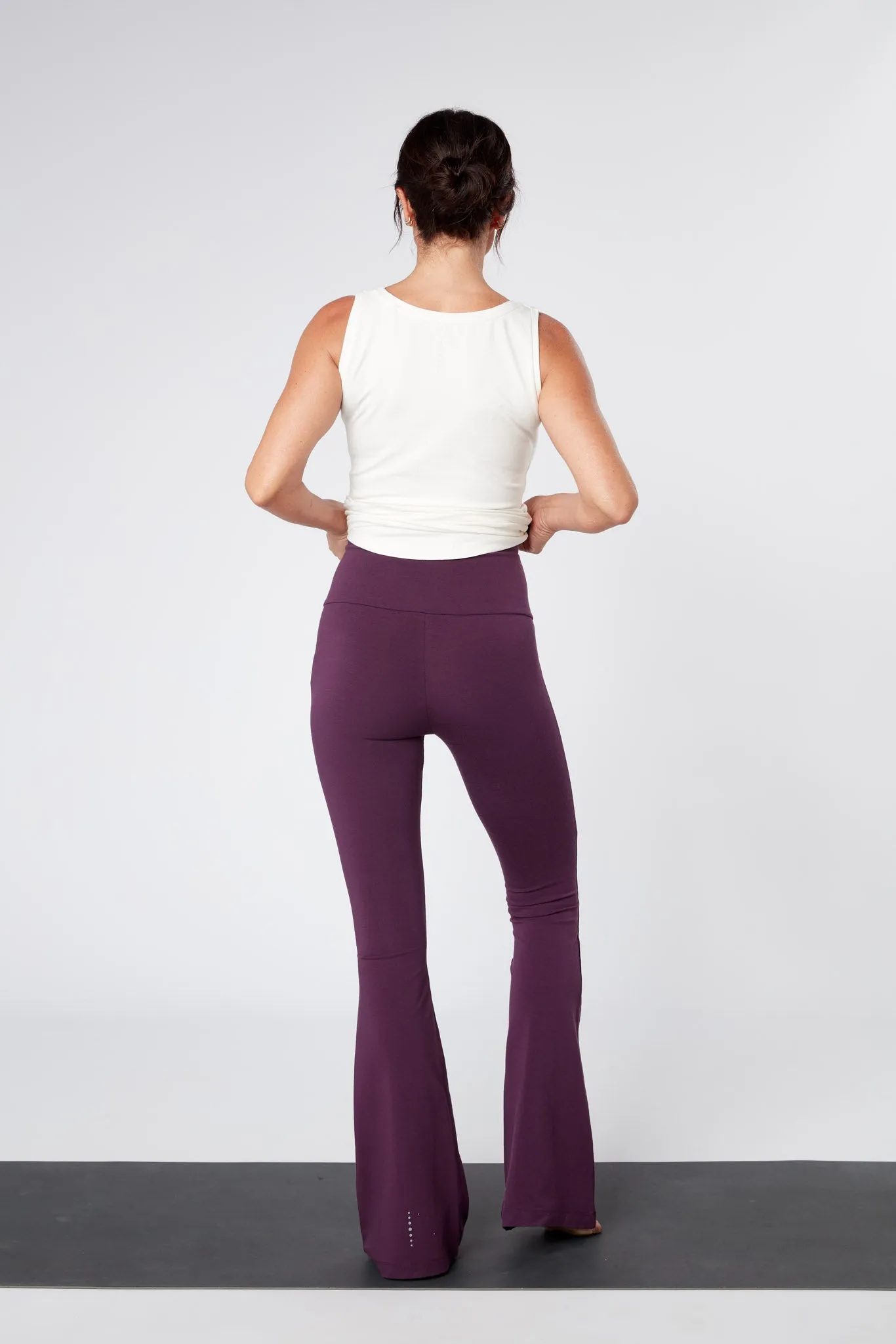 Crossed Waist Flared Pants - Aubergine