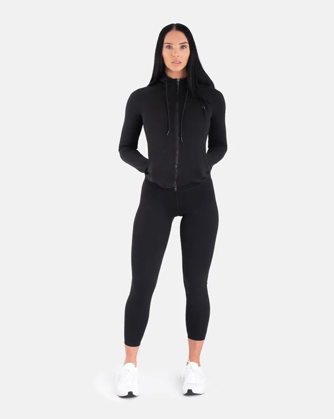 CrossFleece Full Zip LS. Hoodie WOMEN- Black