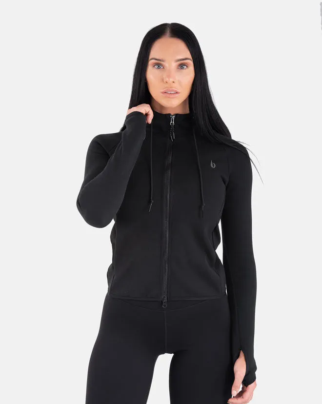 CrossFleece Full Zip LS. Hoodie WOMEN- Black