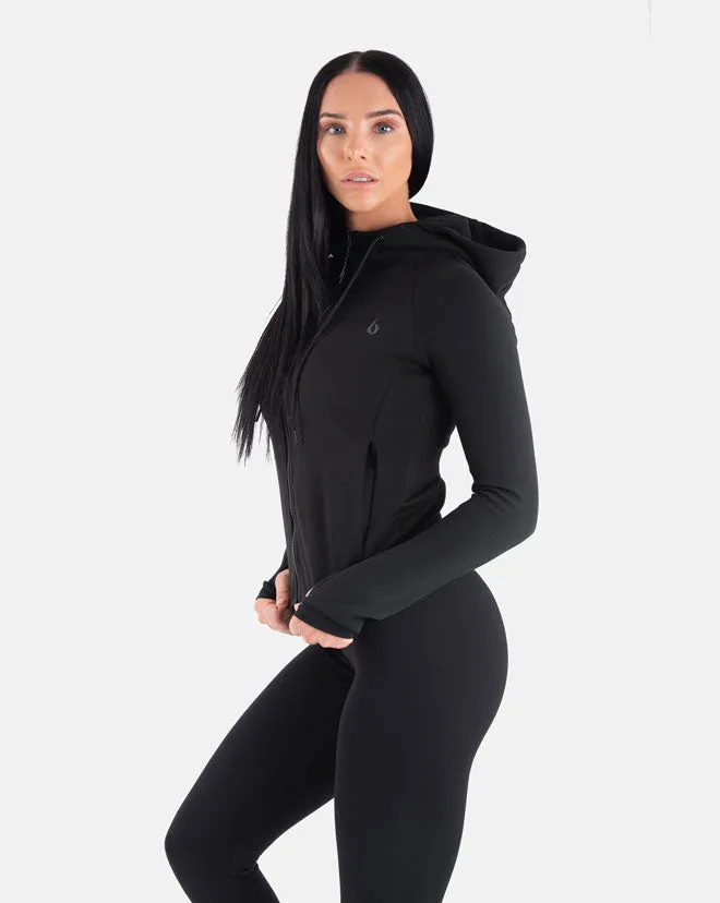 CrossFleece Full Zip LS. Hoodie WOMEN- Black