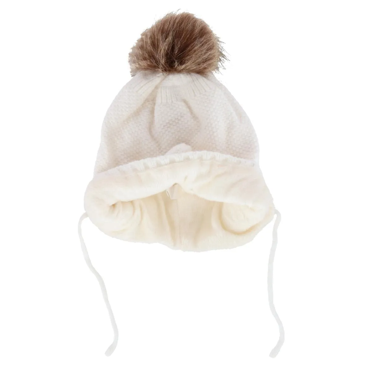 CTM® Girl's One Size Fits Most Knit Winter Beanie with Pom Bow and Ear Flaps