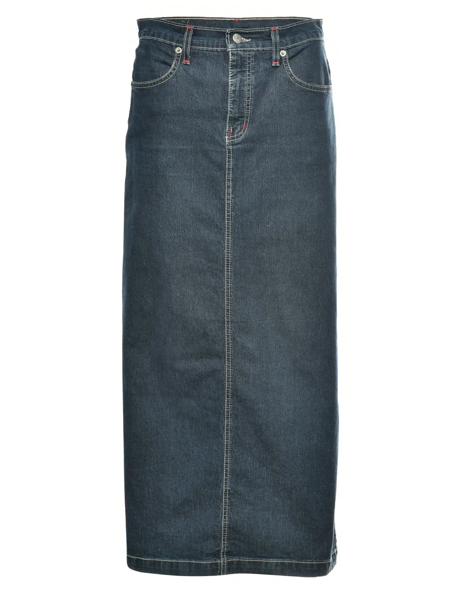 Dark Wash Maxi Style Denim Skirt - M