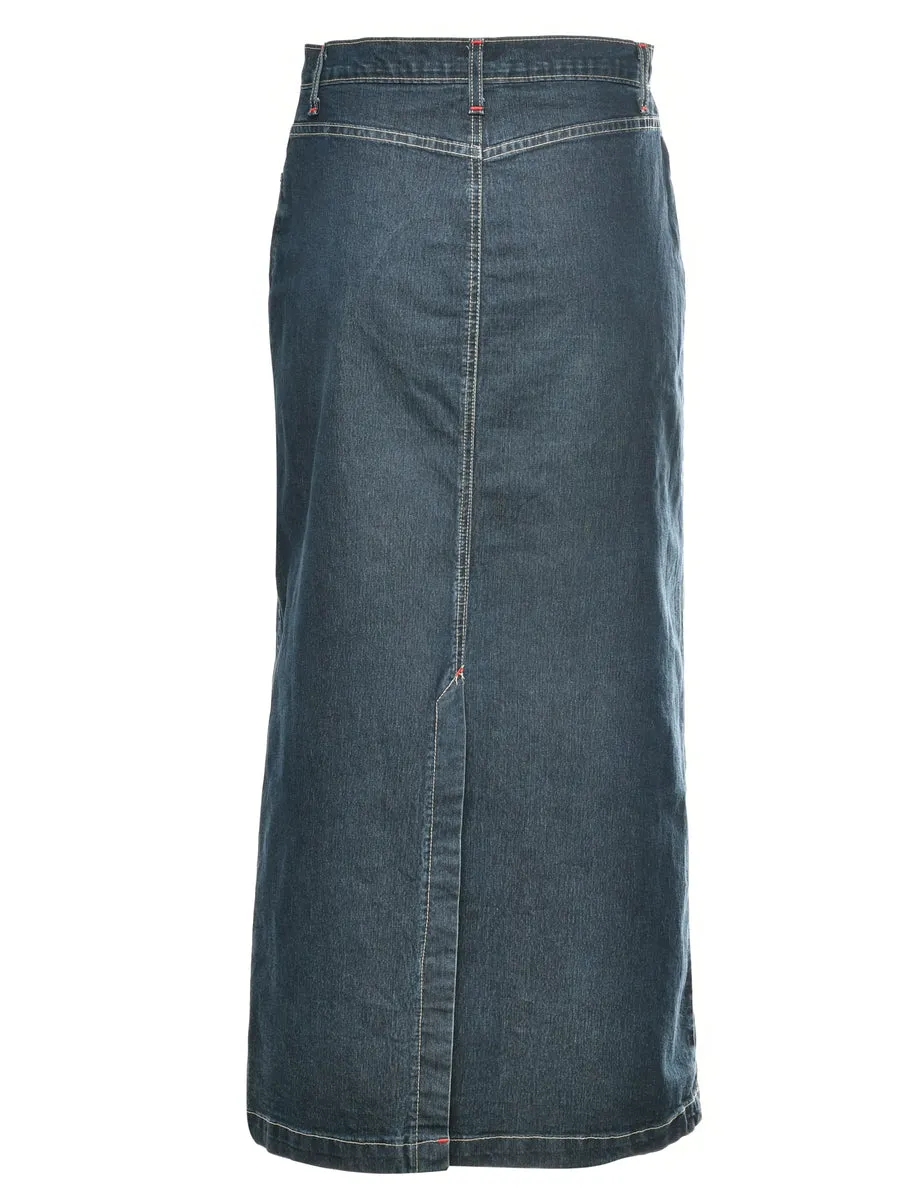 Dark Wash Maxi Style Denim Skirt - M