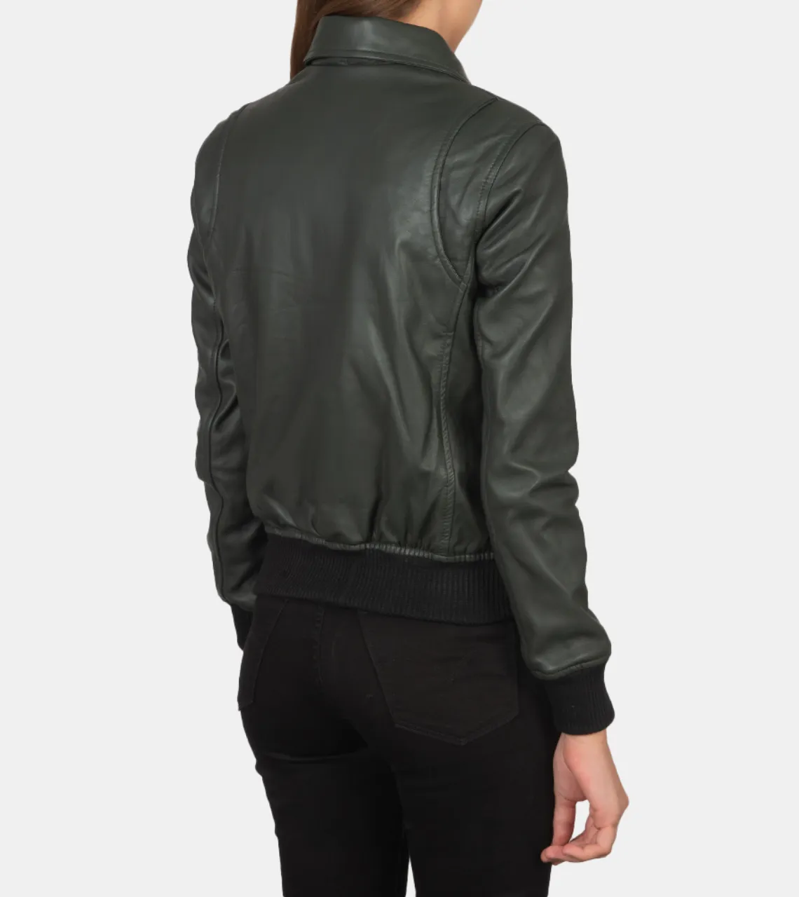 Elissa Women's Green Bomber Leather Jacket