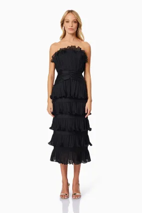 Elliatt Maya Pleated Midi Dress in Black