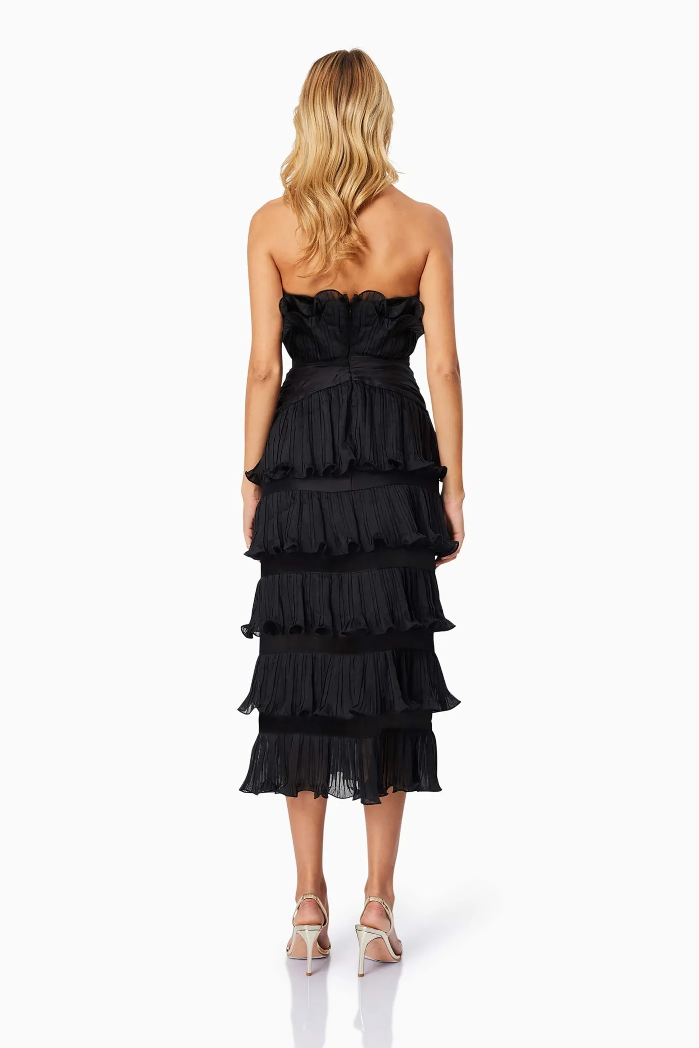 Elliatt Maya Pleated Midi Dress in Black