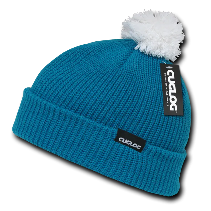 Everest Beanie, Knit Cap, Cuffed Beanie with Pom - Cuglog K002