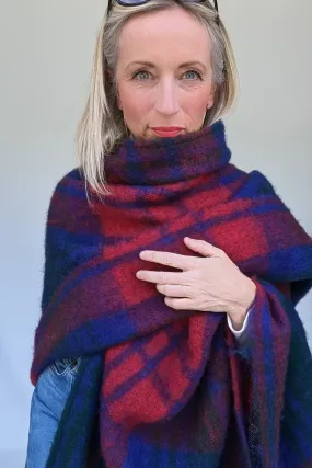 Extra Large Mohair Mix Blanket Shawl Tartan Scarf