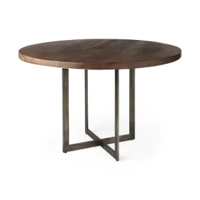 Faye Round Dining Table Dark Brown Wood | Round