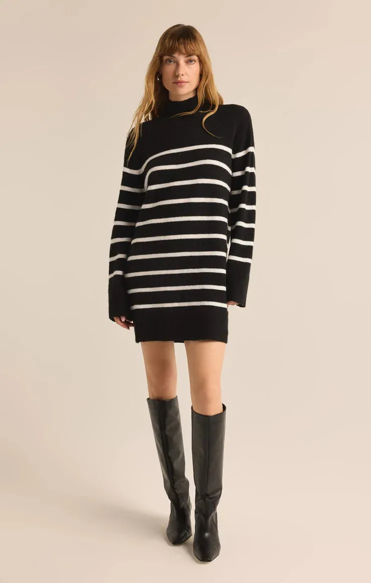 Fin Stripe Sweater Dress Black