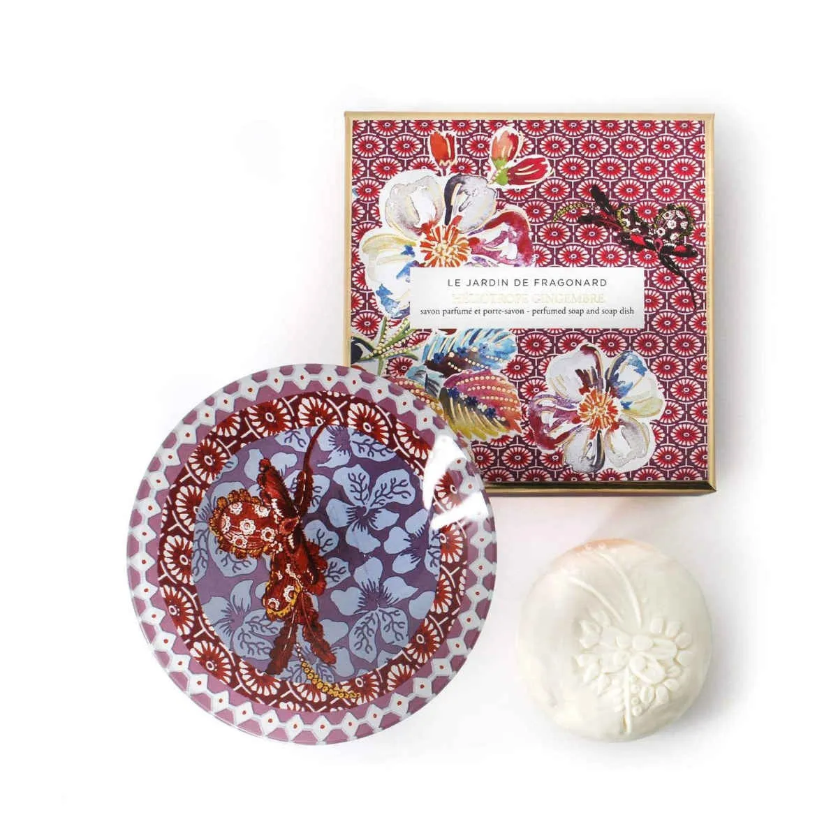 Fragonard Heliotrope Ginger Soap and Dish Set