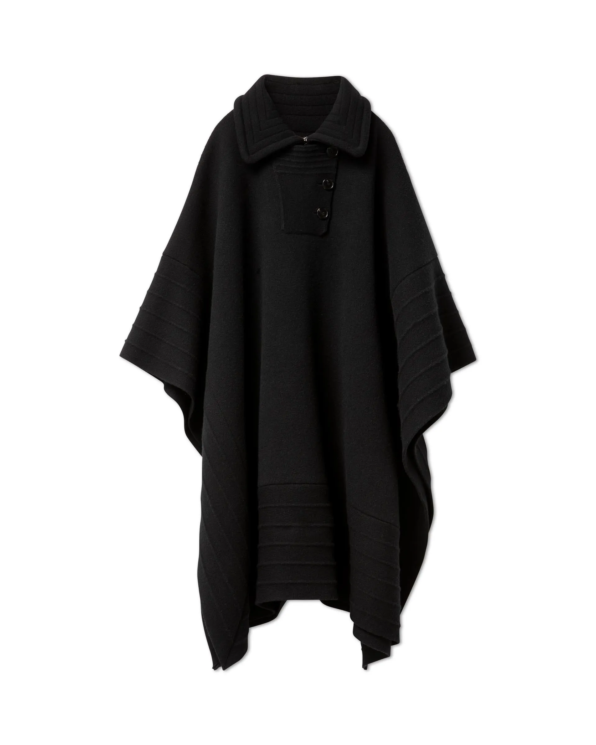 Francis Poncho in Wool and Cashmere, Black