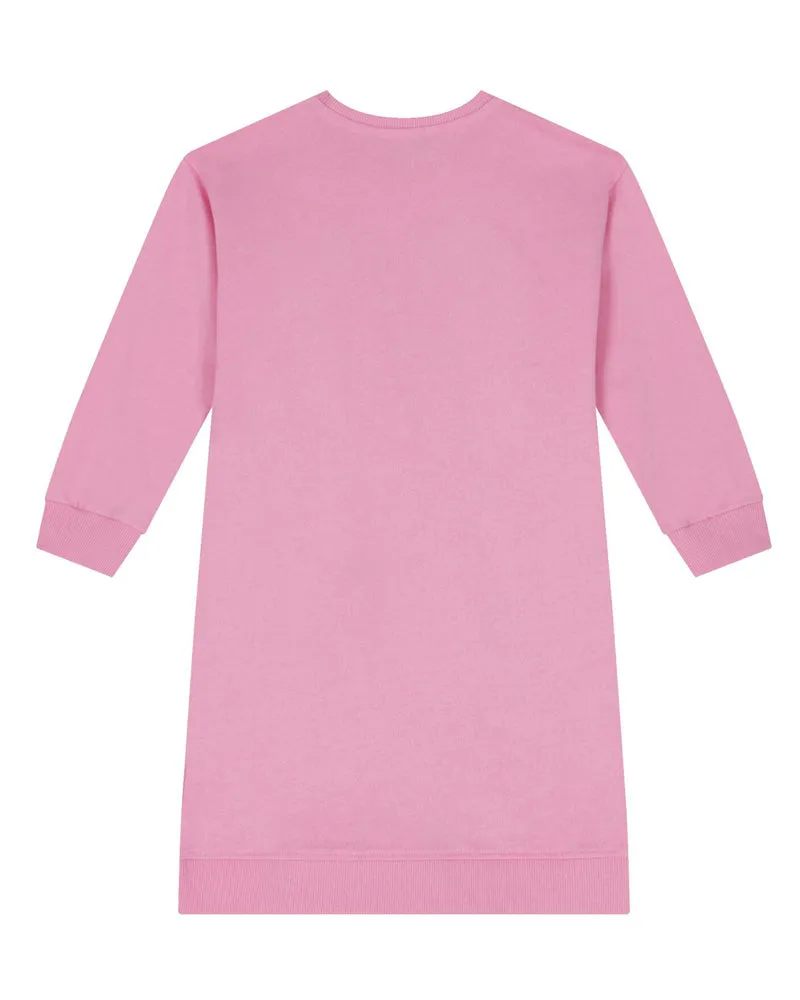 Girls Fuchsia Teddy Logo Sweatshirt Dress