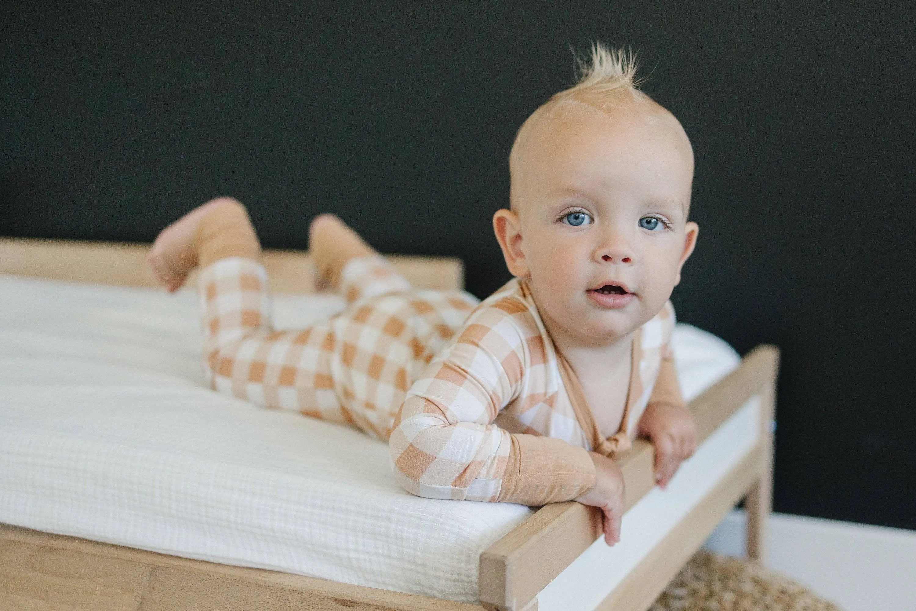 Golden Gingham Bamboo Zippy Romper