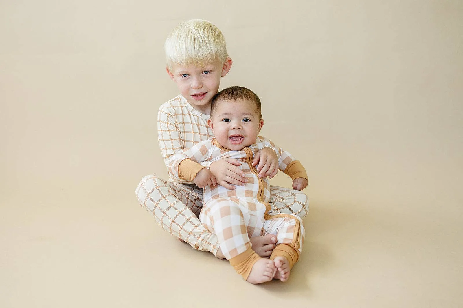 Golden Gingham Bamboo Zippy Romper