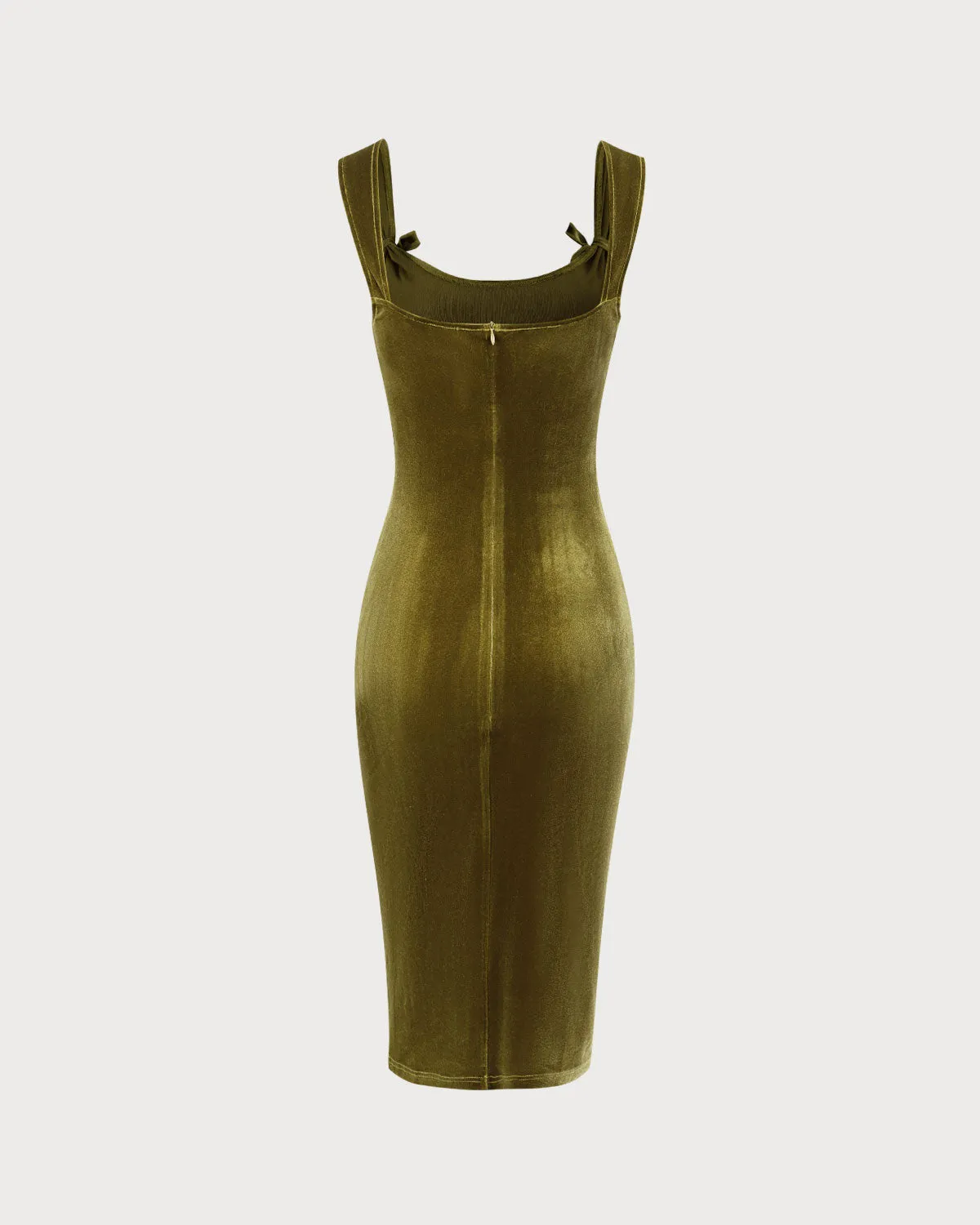 Green Velvet Bodycon Midi Dress