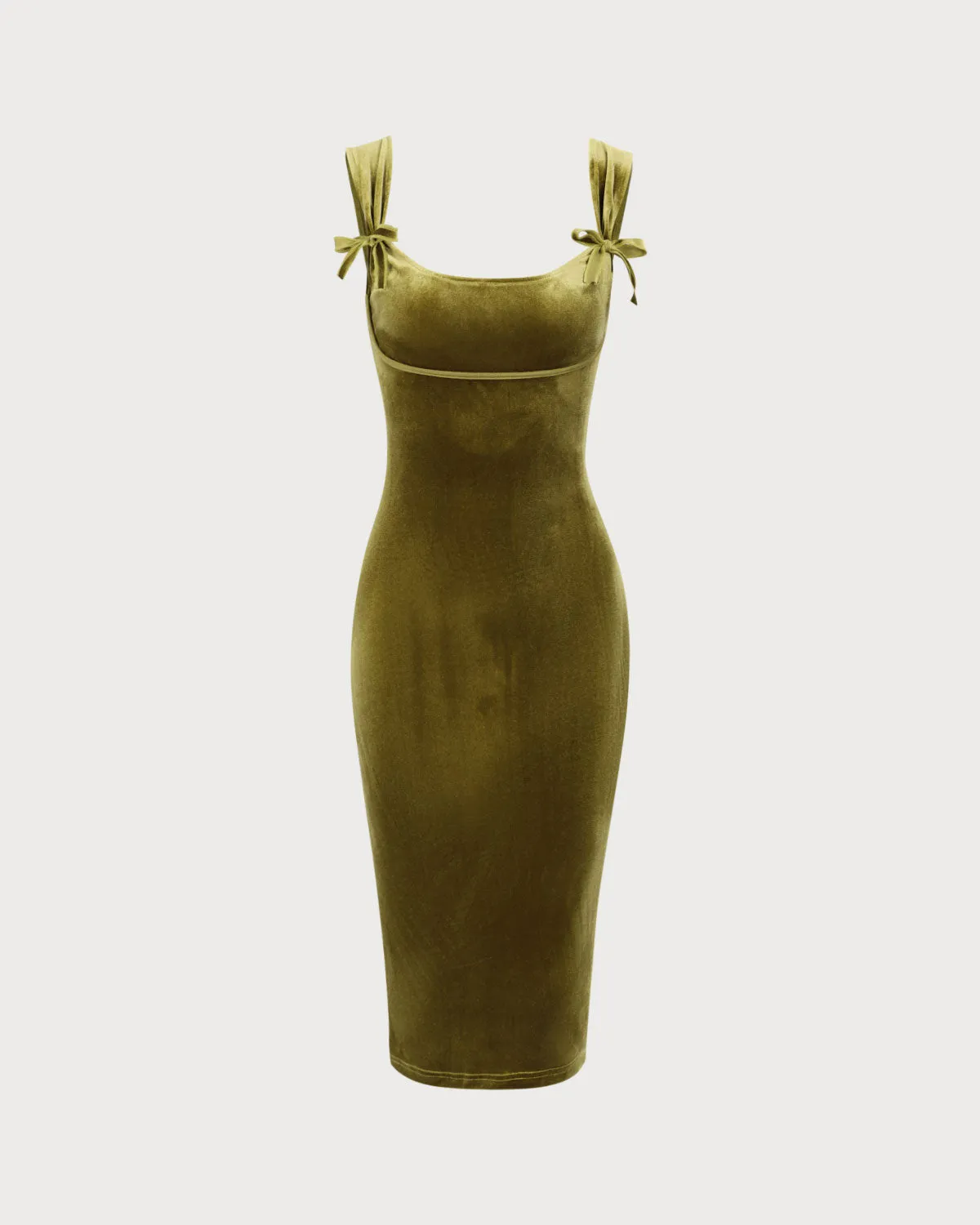 Green Velvet Bodycon Midi Dress