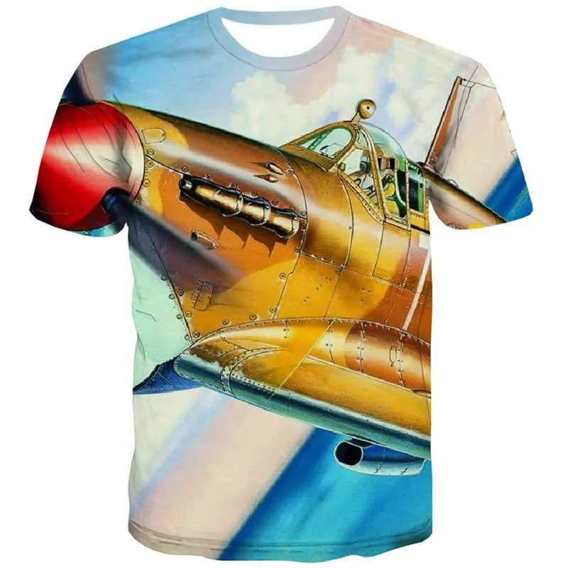 Helicopter T-shirt Men Metal Tshirt Printed War Tshirts Cool Military Tshirt Anime Colorful Tshirts Novelty