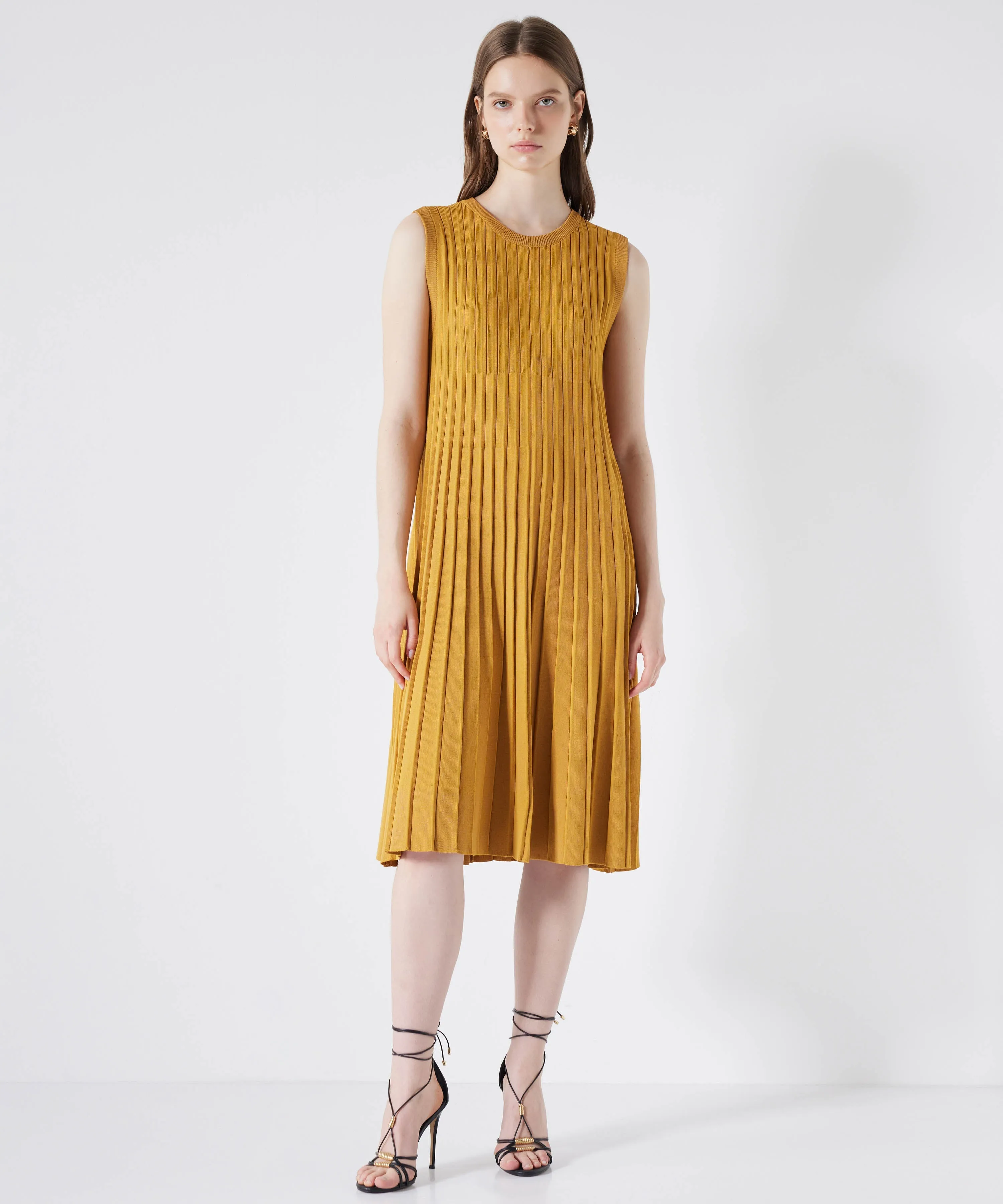 Ipekyol Pleated Knit Dress Saffron