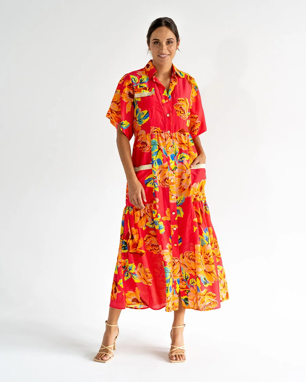 Isabel Maxi Shirt Dress - Sunset Floral