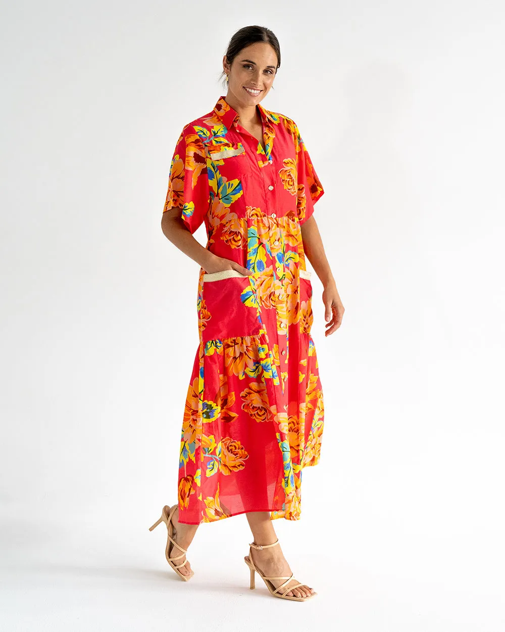 Isabel Maxi Shirt Dress - Sunset Floral