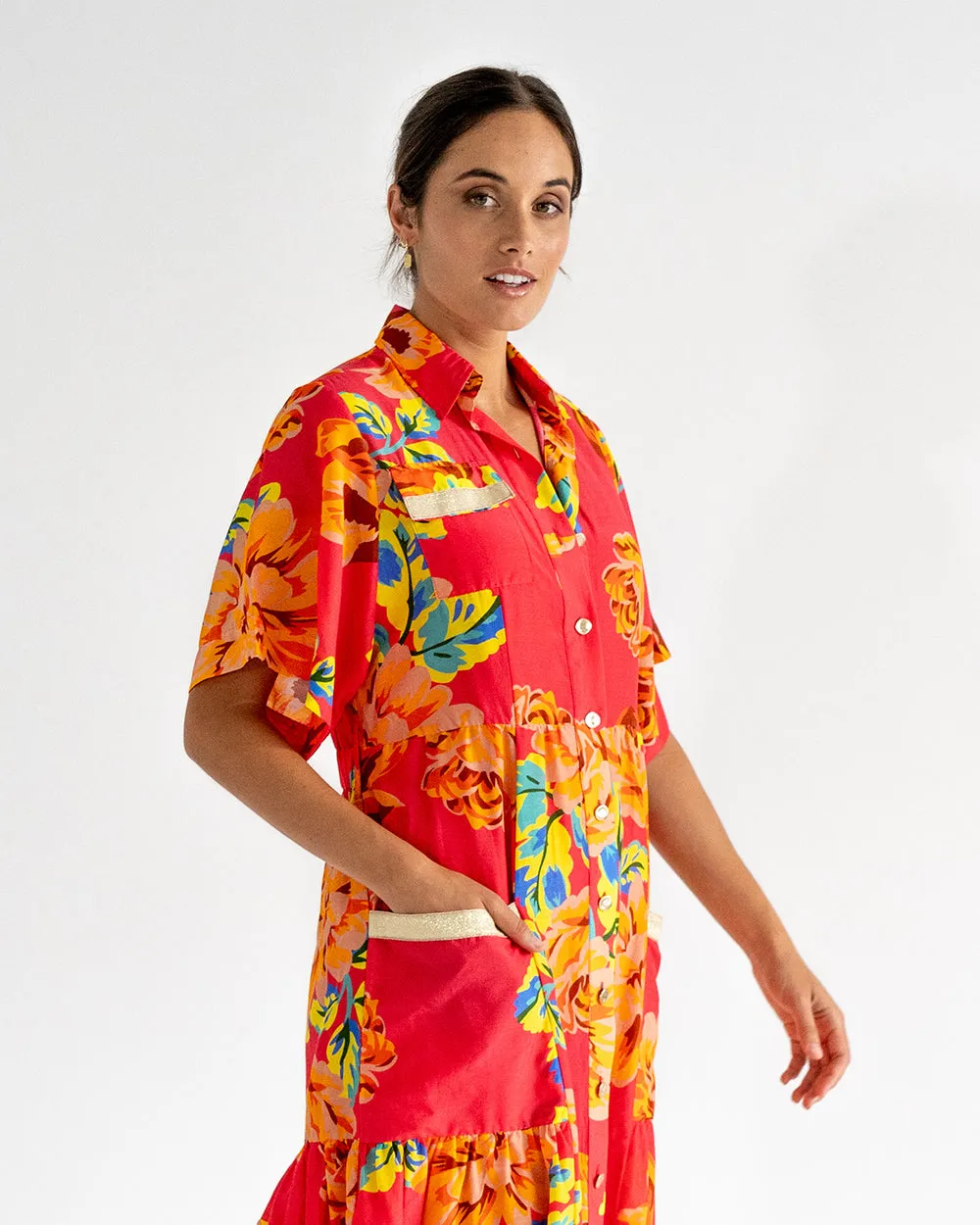 Isabel Maxi Shirt Dress - Sunset Floral