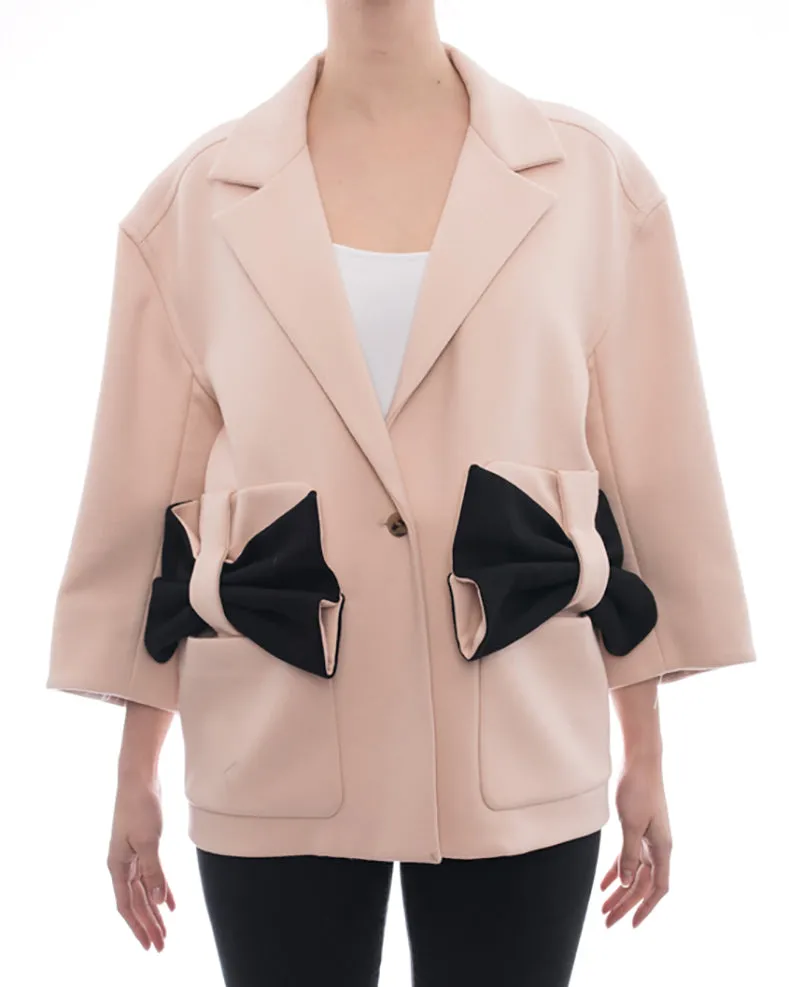 Issa Aylesworth Bow Embellished Light Pink Coat - S