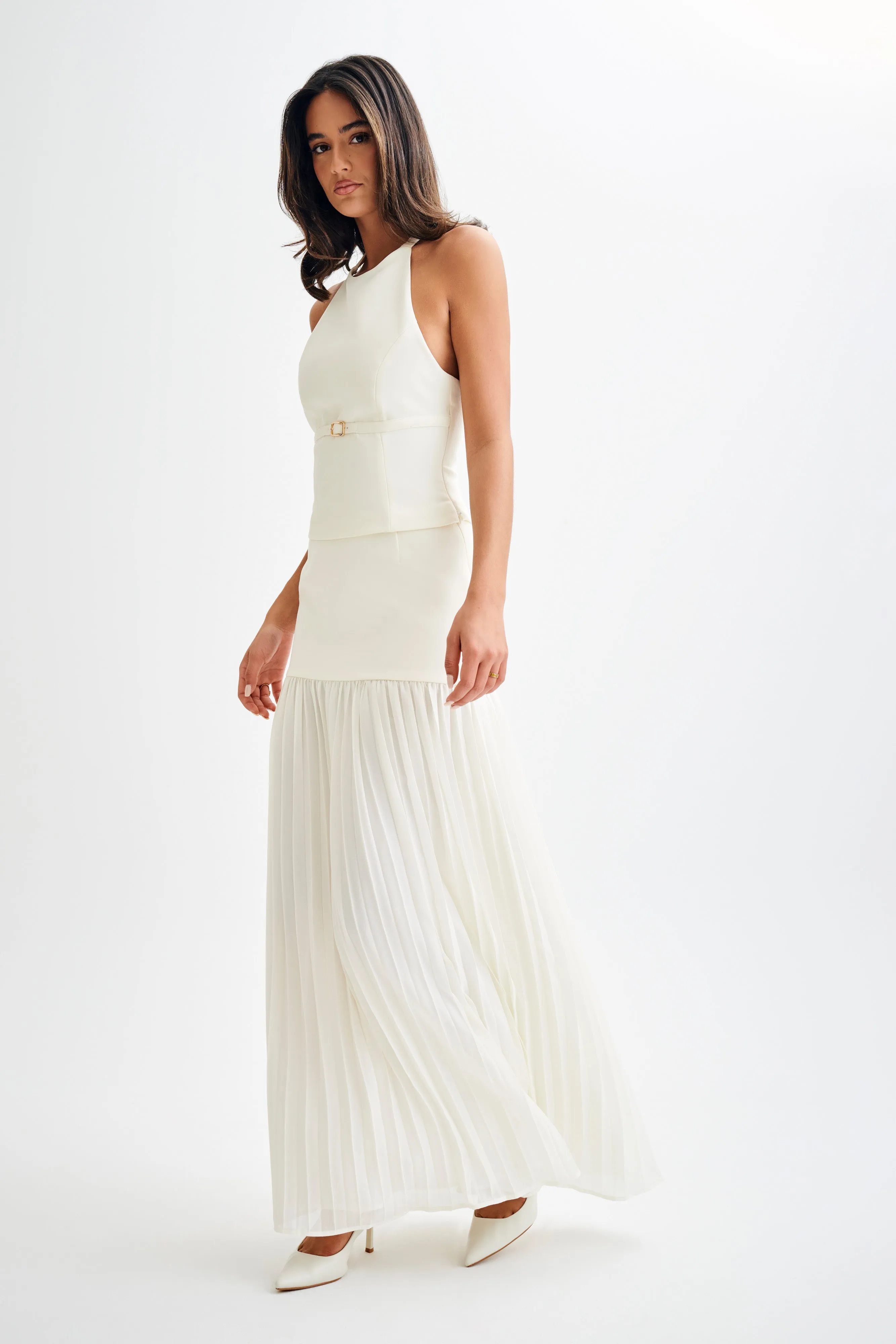 Jillian Pleated Maxi Skirt - Ivory