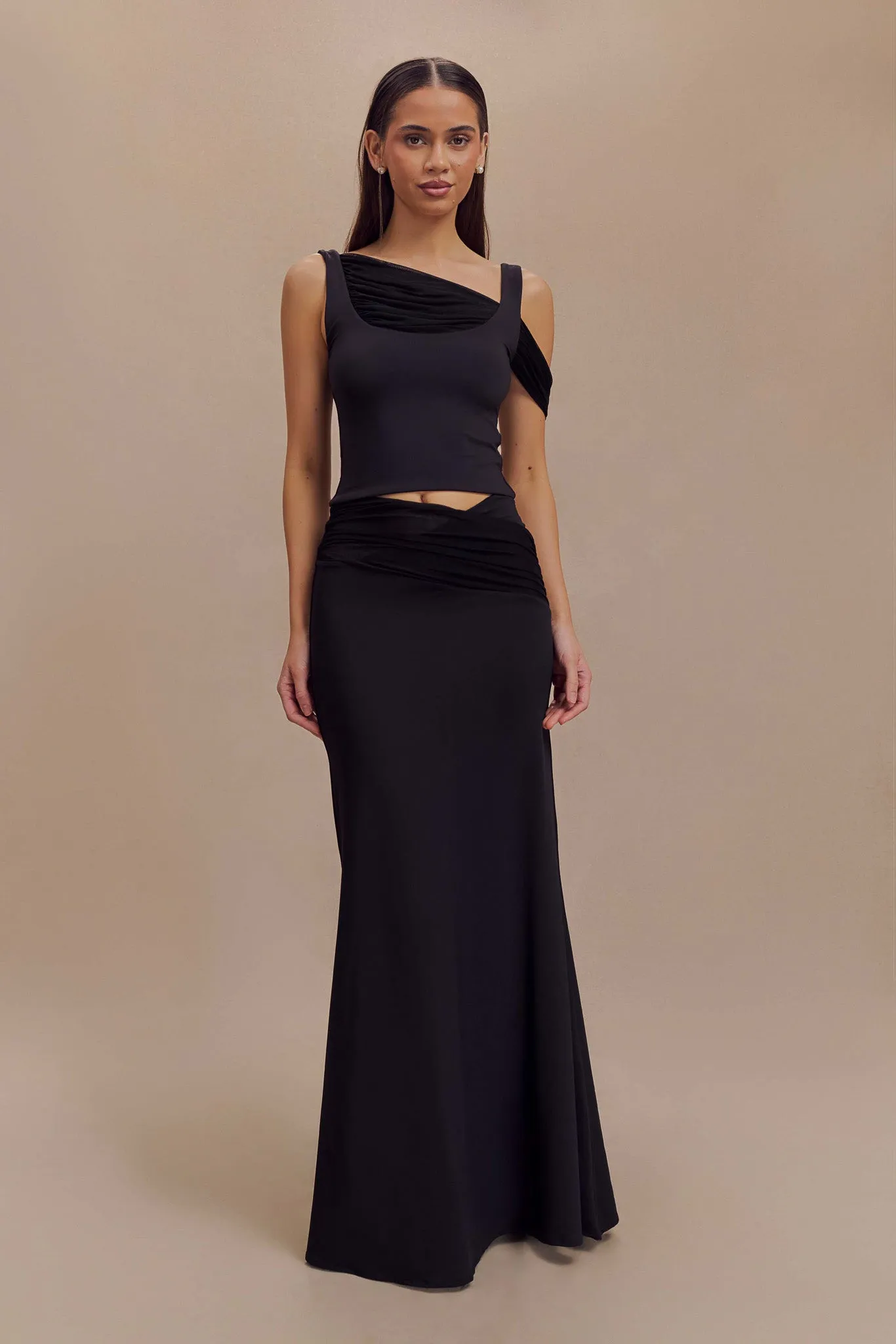 Jules Recycled Nylon And Mesh Maxi Skirt - Black