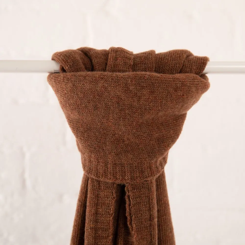 Lambswool Plain Knit Scarf - Hazelnut