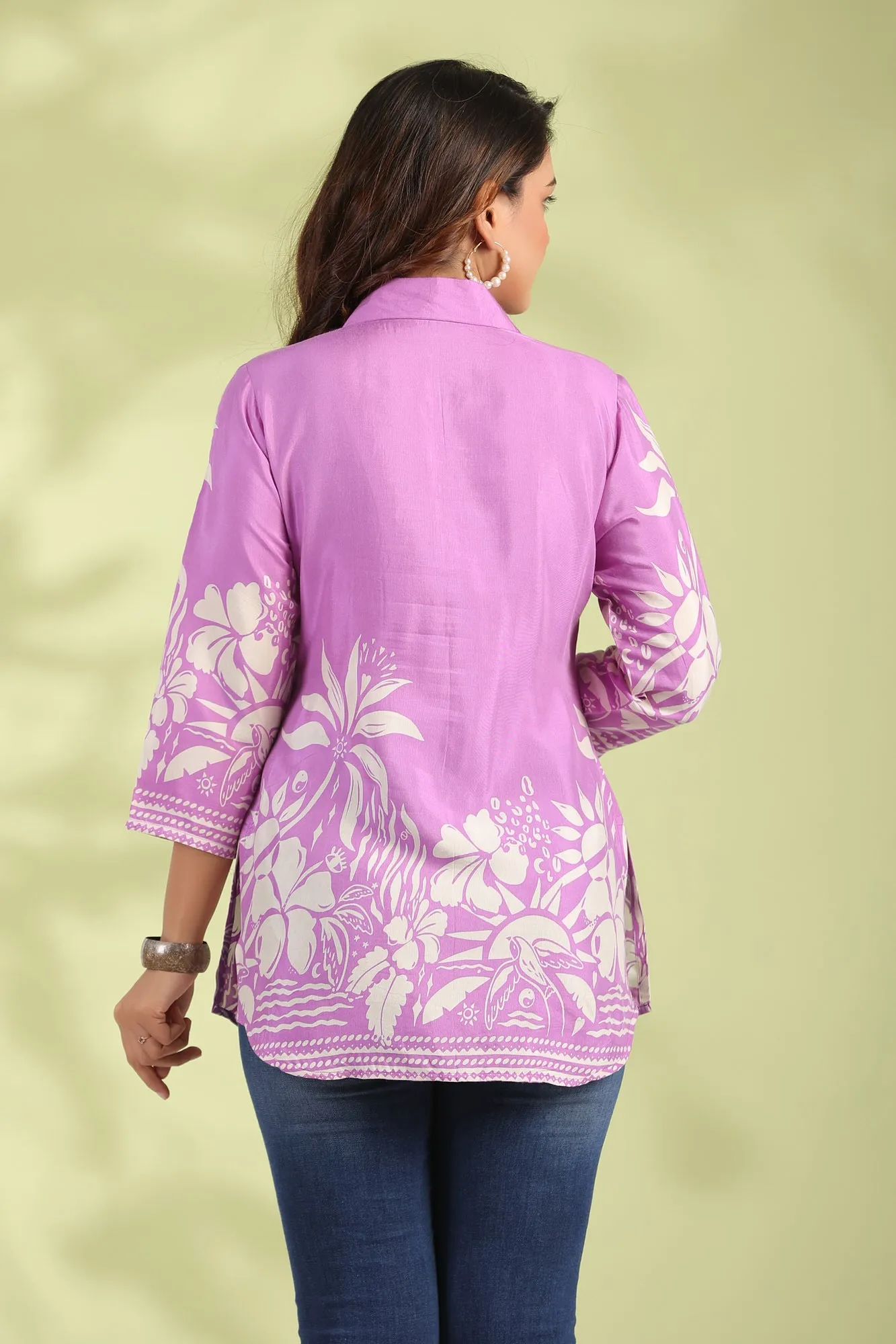 Lavender Boho Silk Top