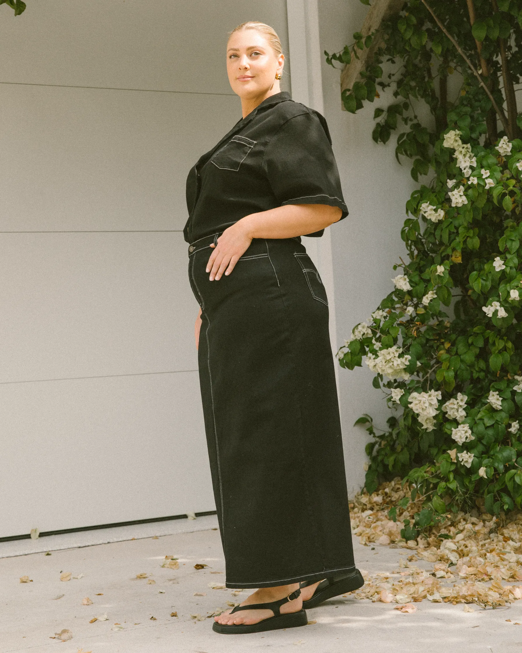 Lola Denim Maxi Skirt | Black Denim