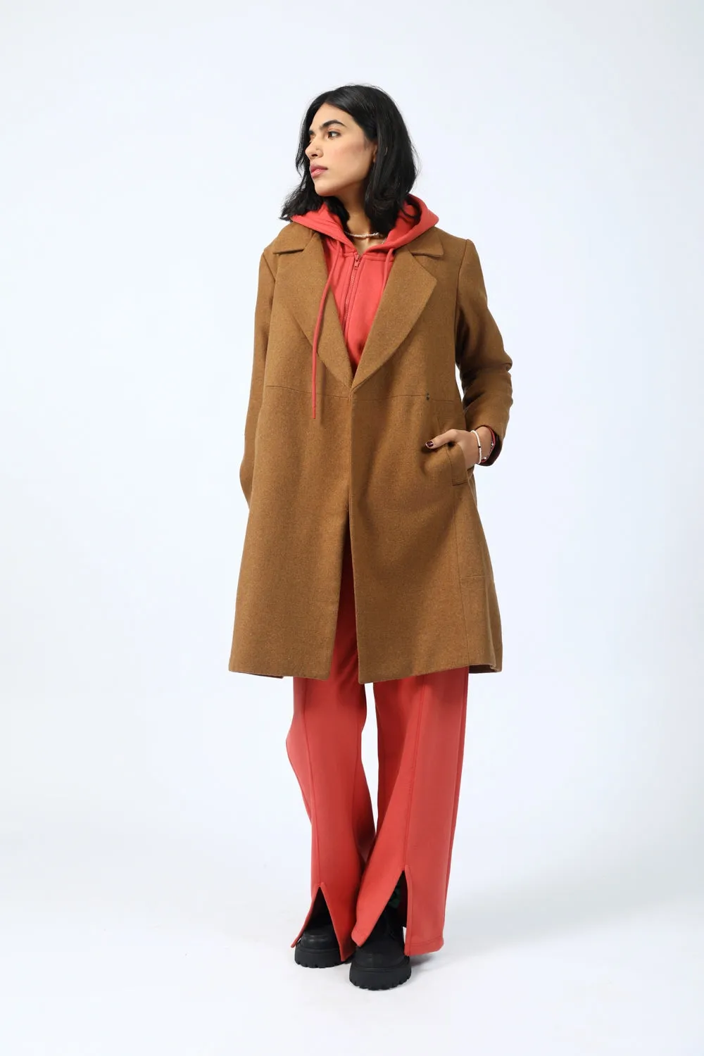 LONG COAT WITH PANEL DETAIL