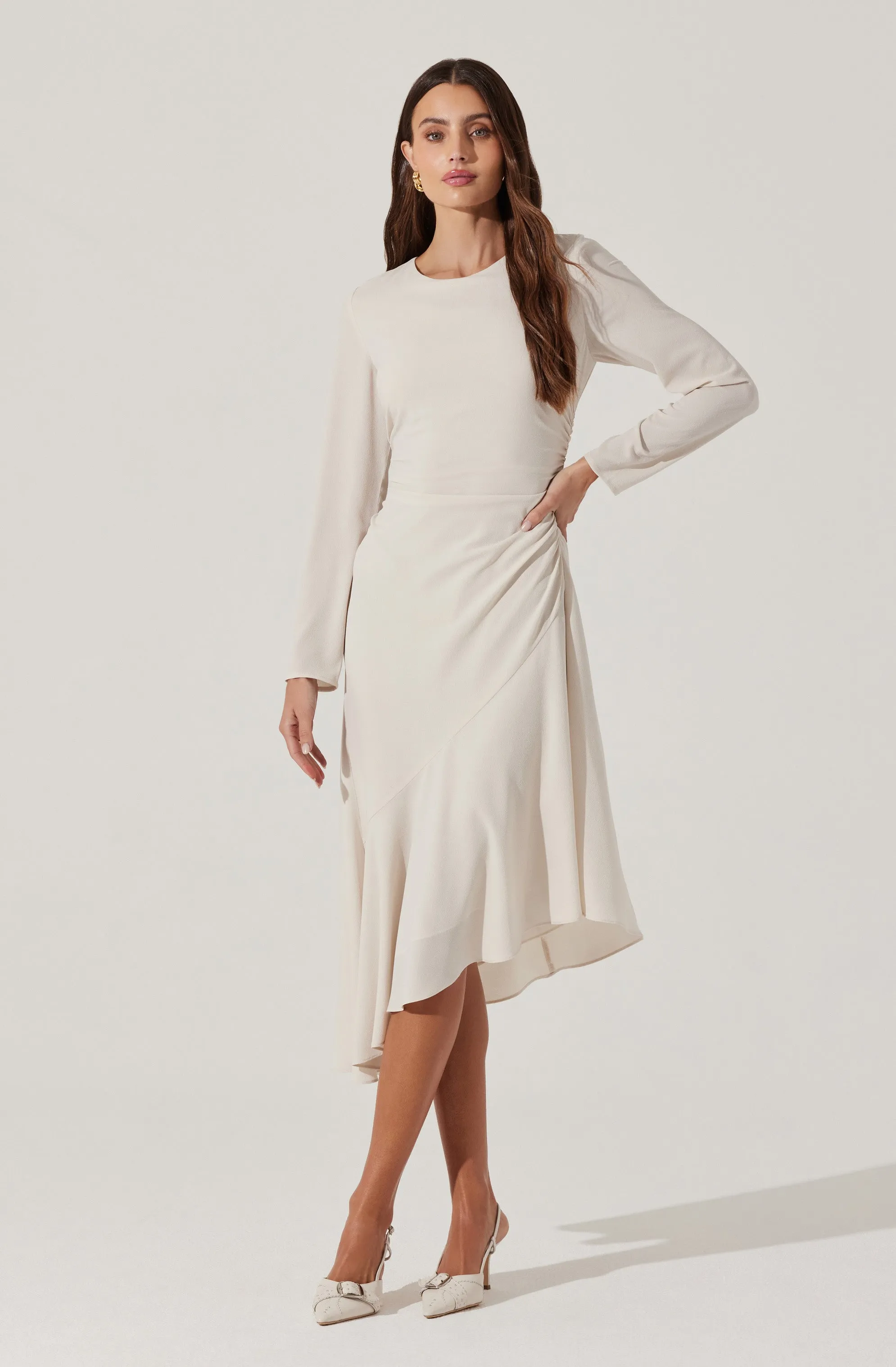 Long Sleeve Asymmetrical Hem Dress