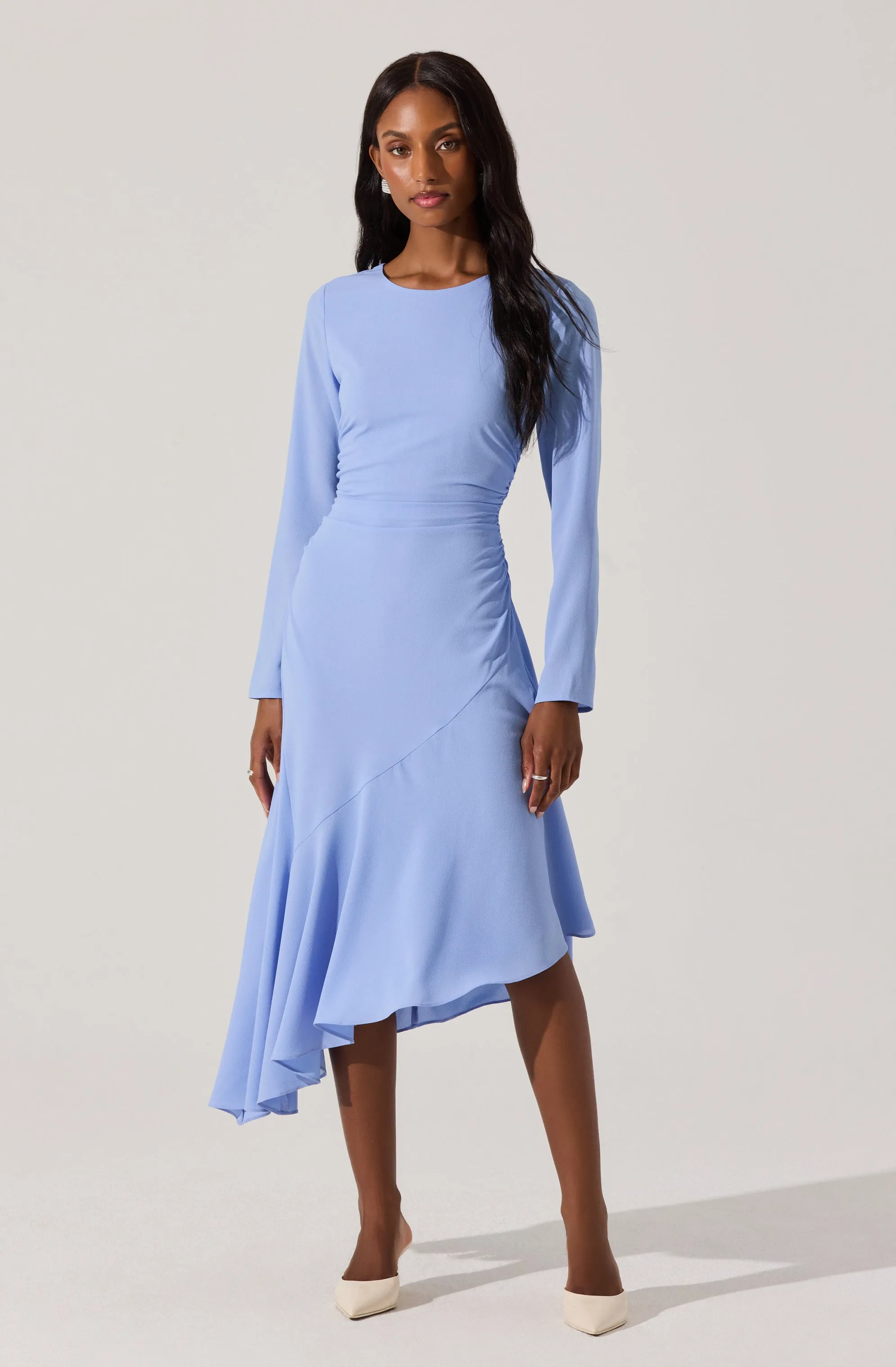 Long Sleeve Asymmetrical Hem Dress