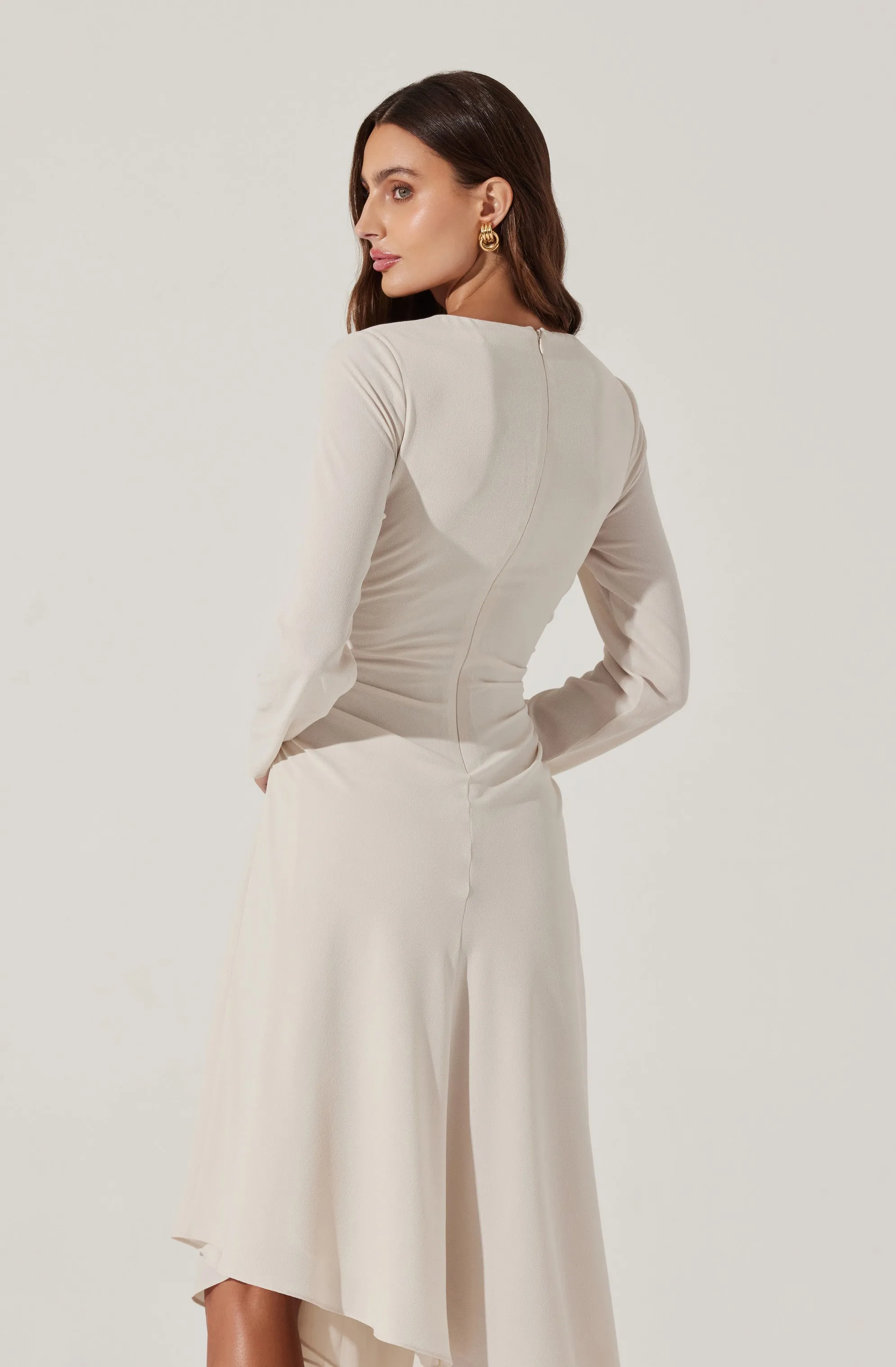 Long Sleeve Asymmetrical Hem Dress