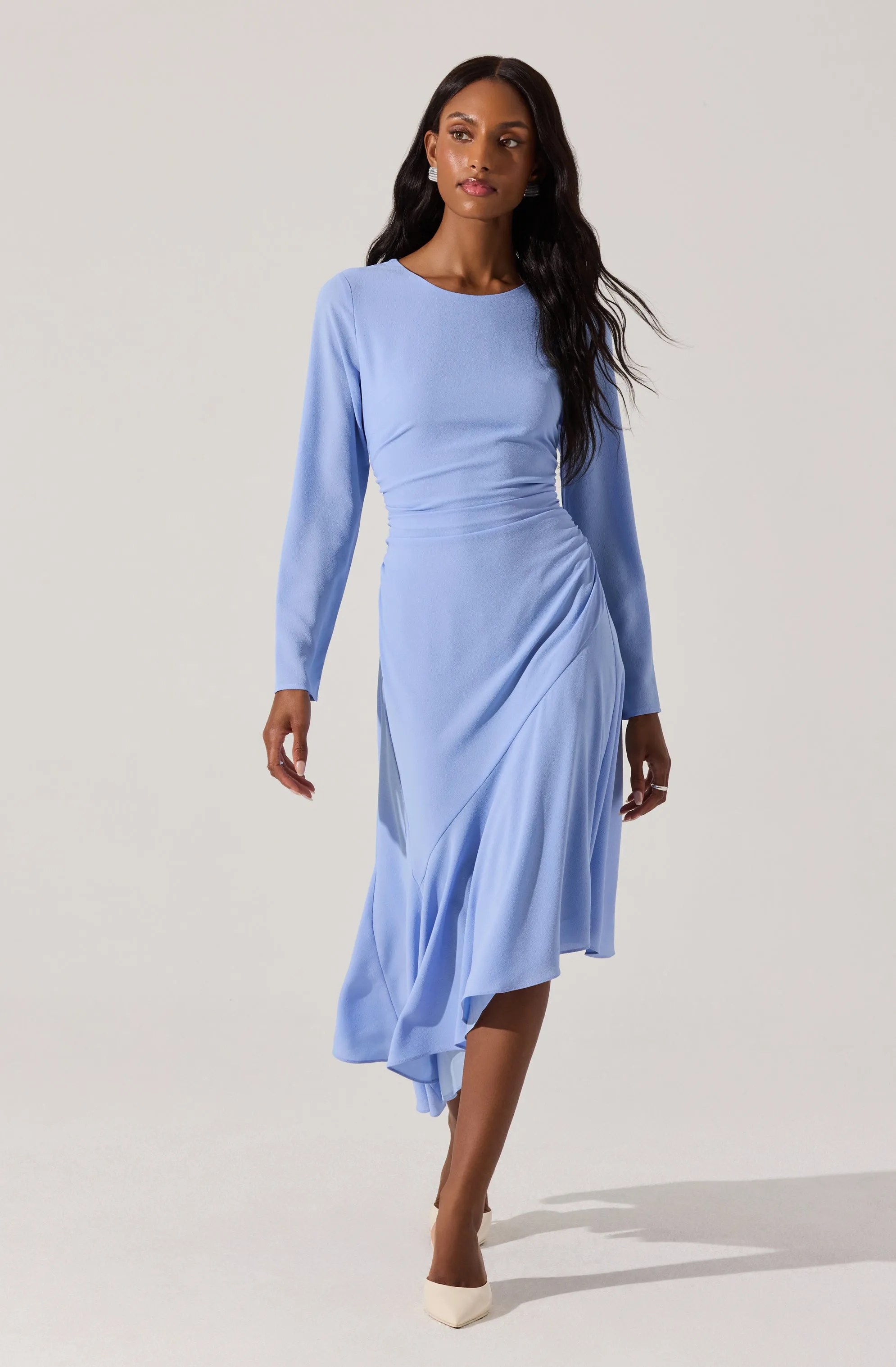 Long Sleeve Asymmetrical Hem Dress