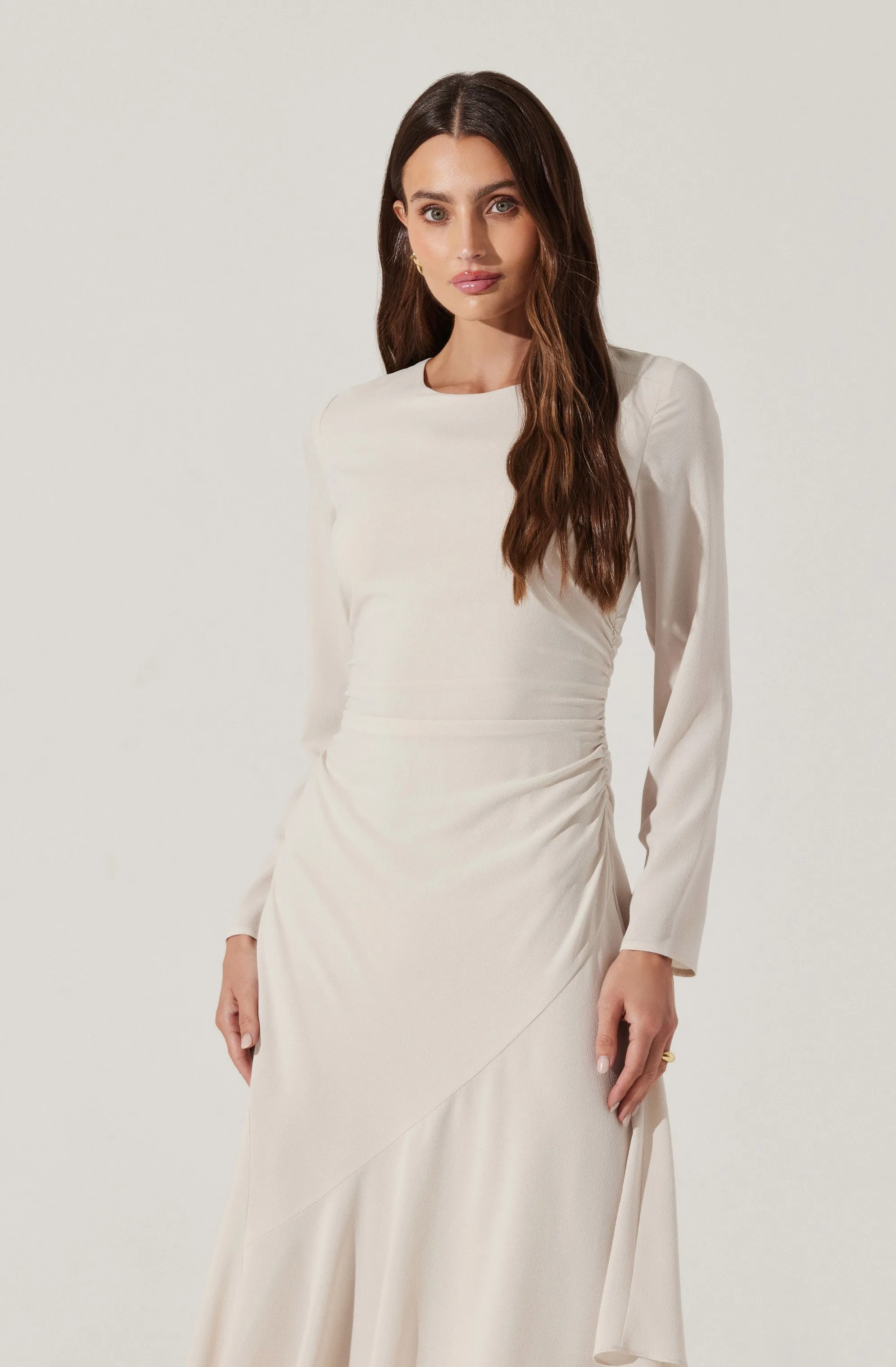 Long Sleeve Asymmetrical Hem Dress