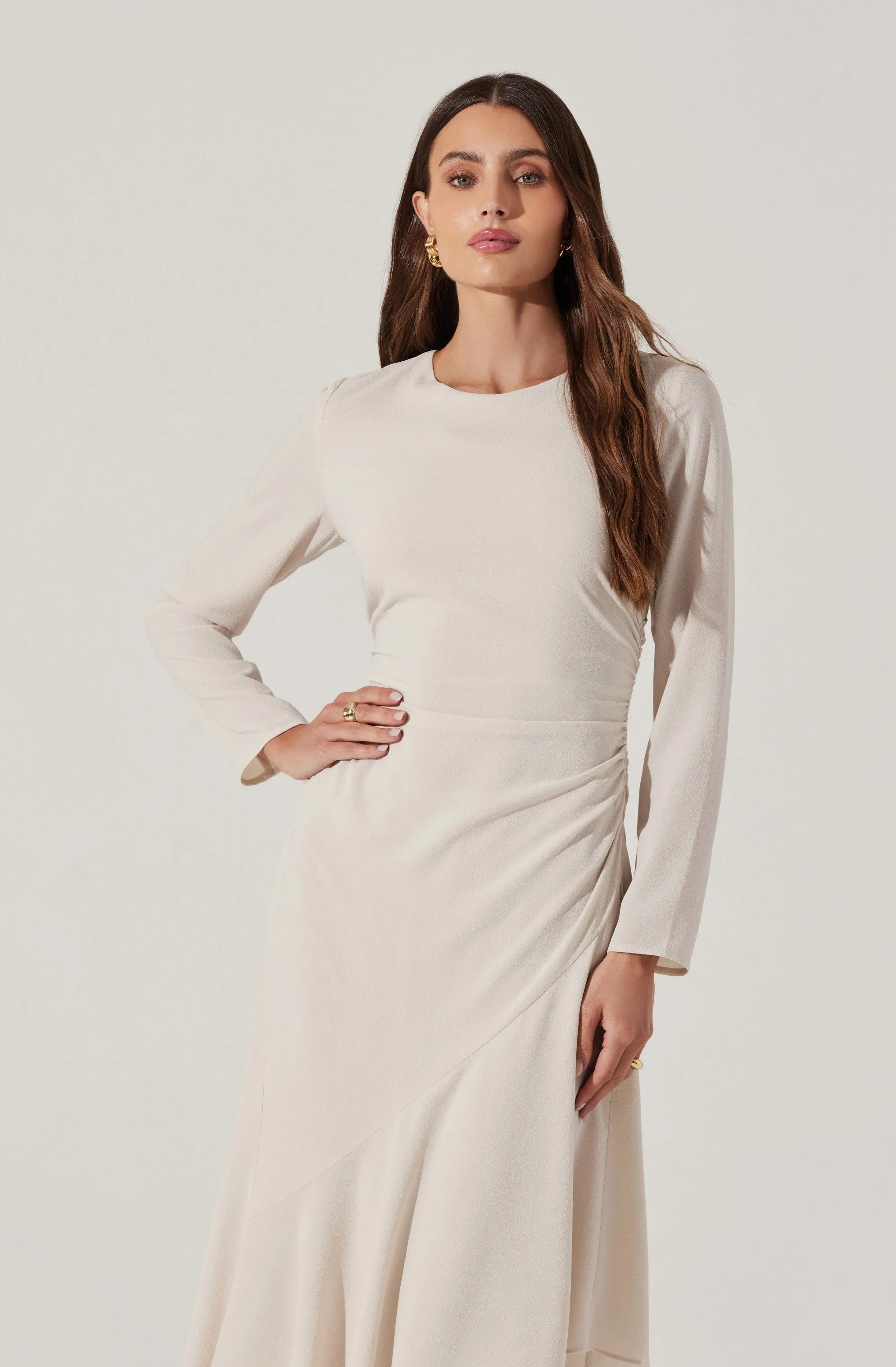 Long Sleeve Asymmetrical Hem Dress