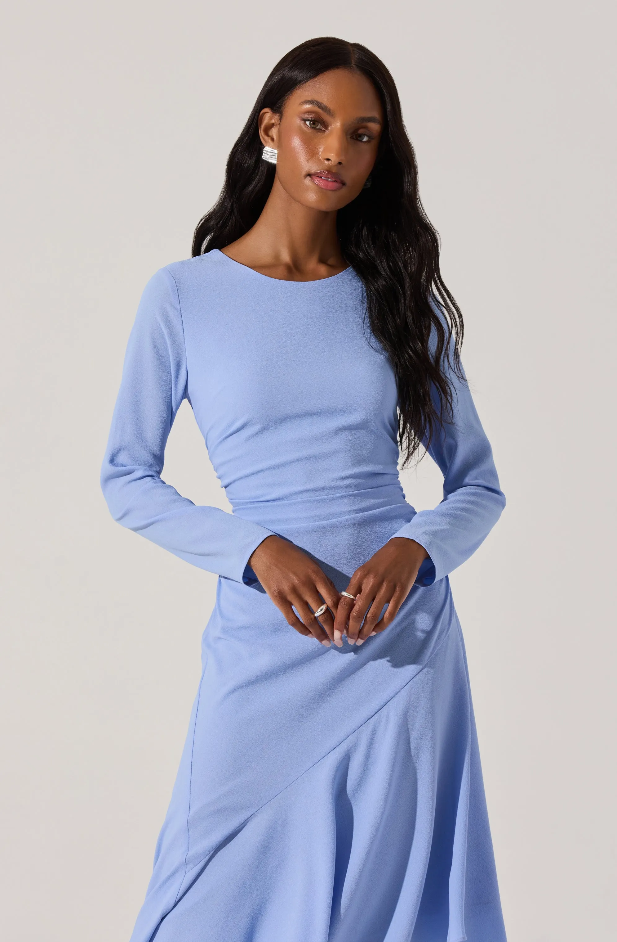 Long Sleeve Asymmetrical Hem Dress