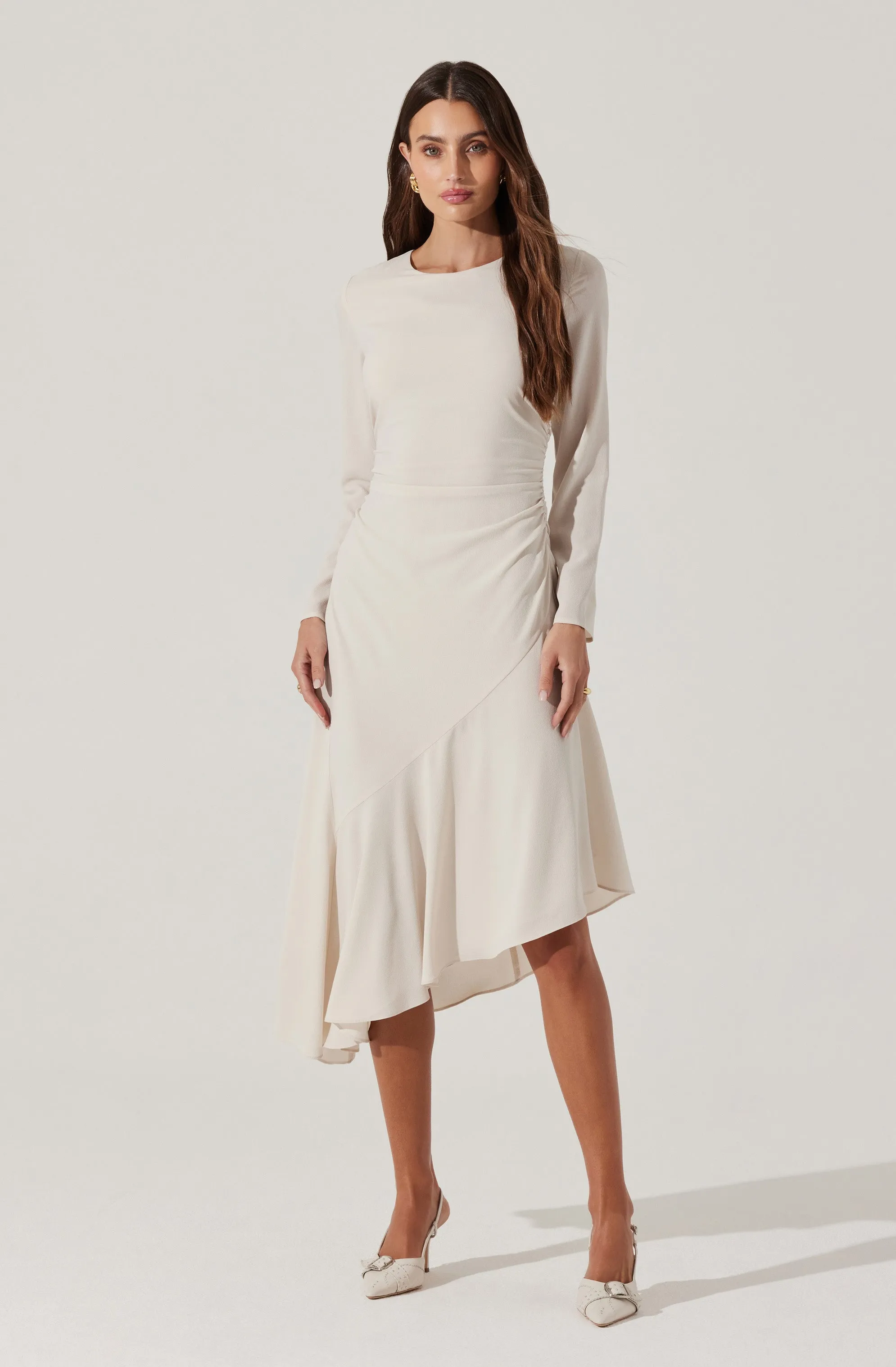 Long Sleeve Asymmetrical Hem Dress