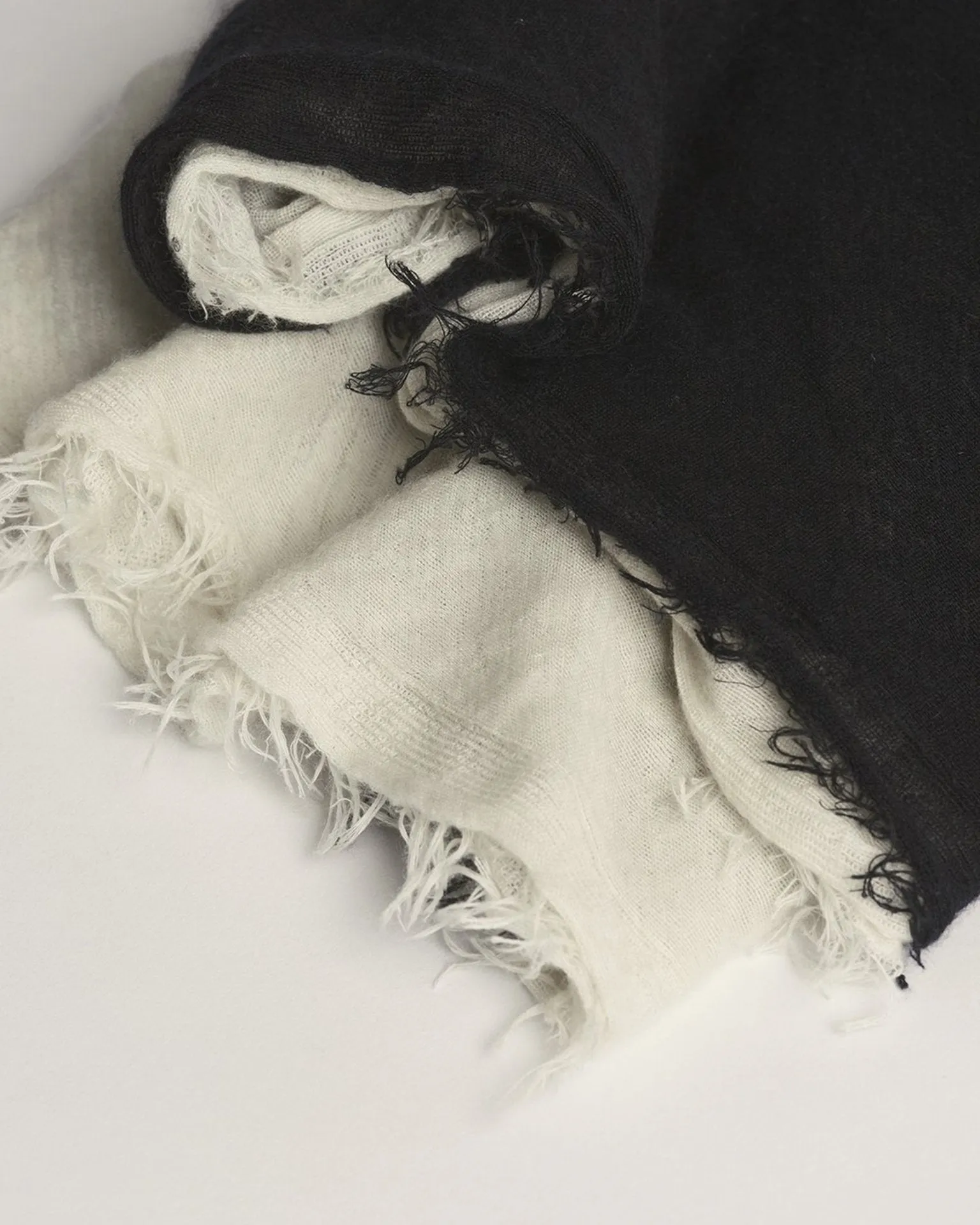 Love Duo Cashmere Scarf in Black & Milk