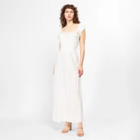 Medium 1950s White Shelf Bust Nightgown Maxi Dress