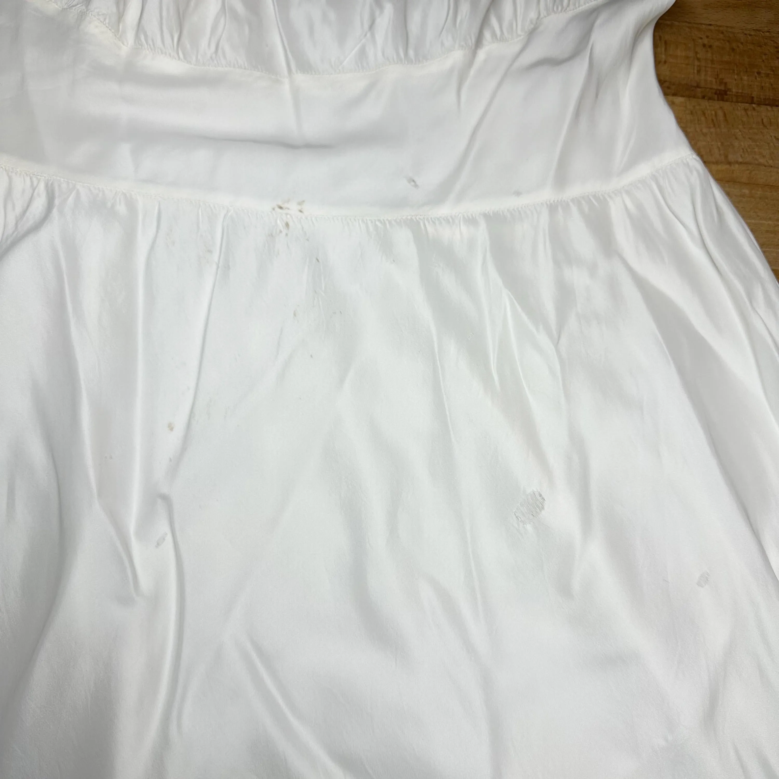 Medium 1950s White Shelf Bust Nightgown Maxi Dress