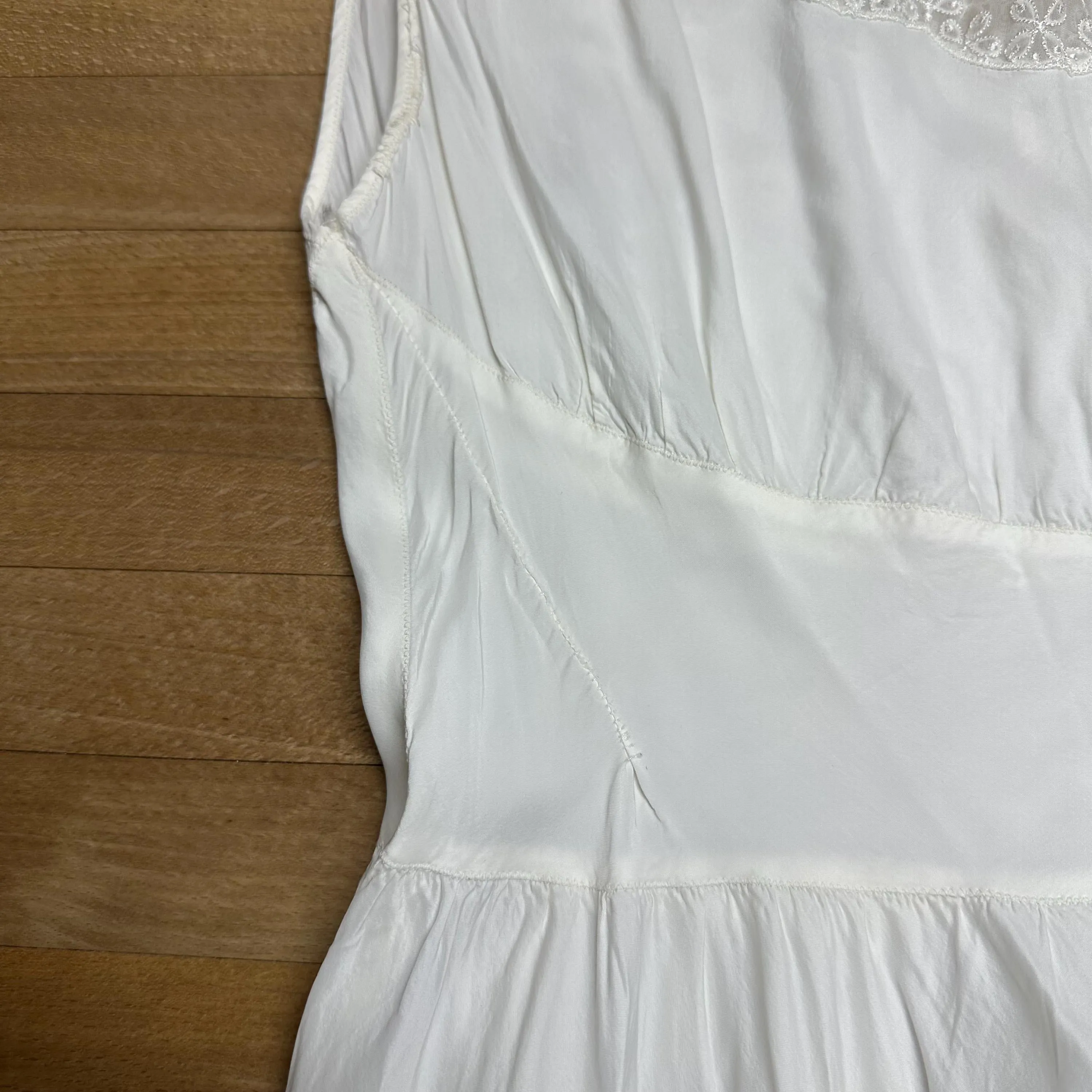 Medium 1950s White Shelf Bust Nightgown Maxi Dress