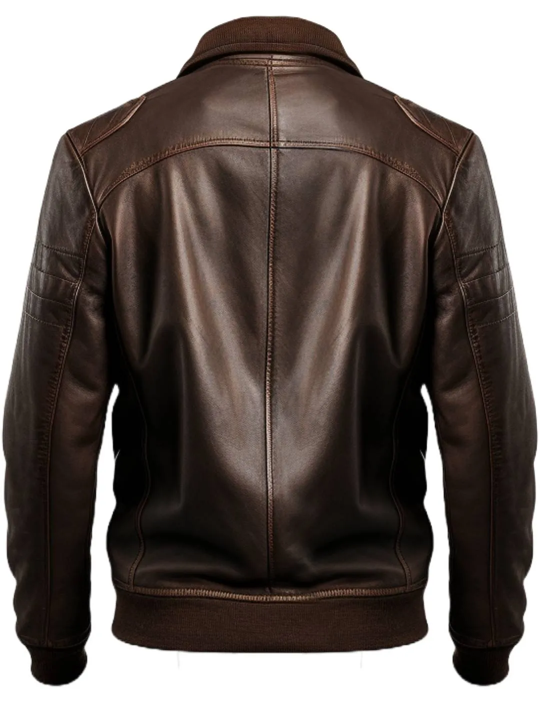 Men Dark Brown Leather Bomber Jacket - Brown Bomber Leather Jacket