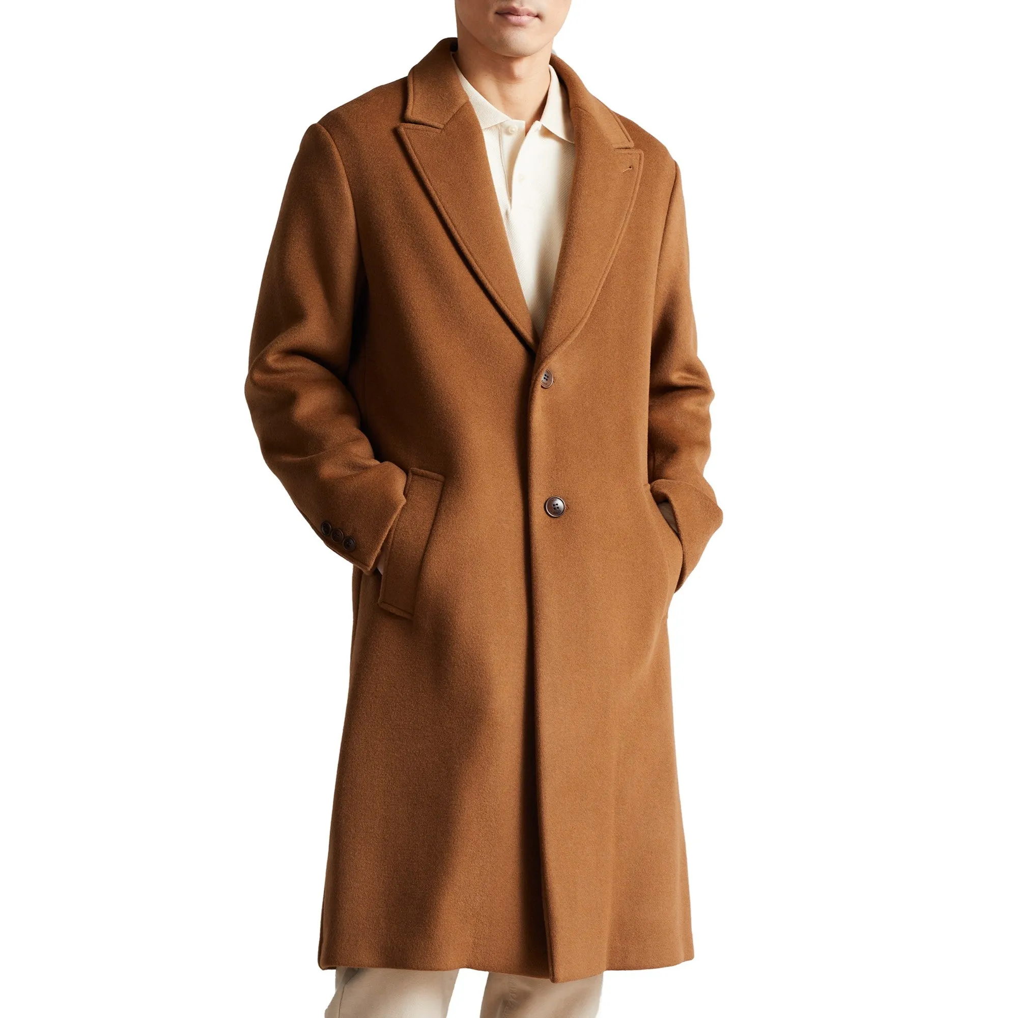 Men Mmo-Blubird-Peak Lapel 2 Button Coat - Lt-Brown