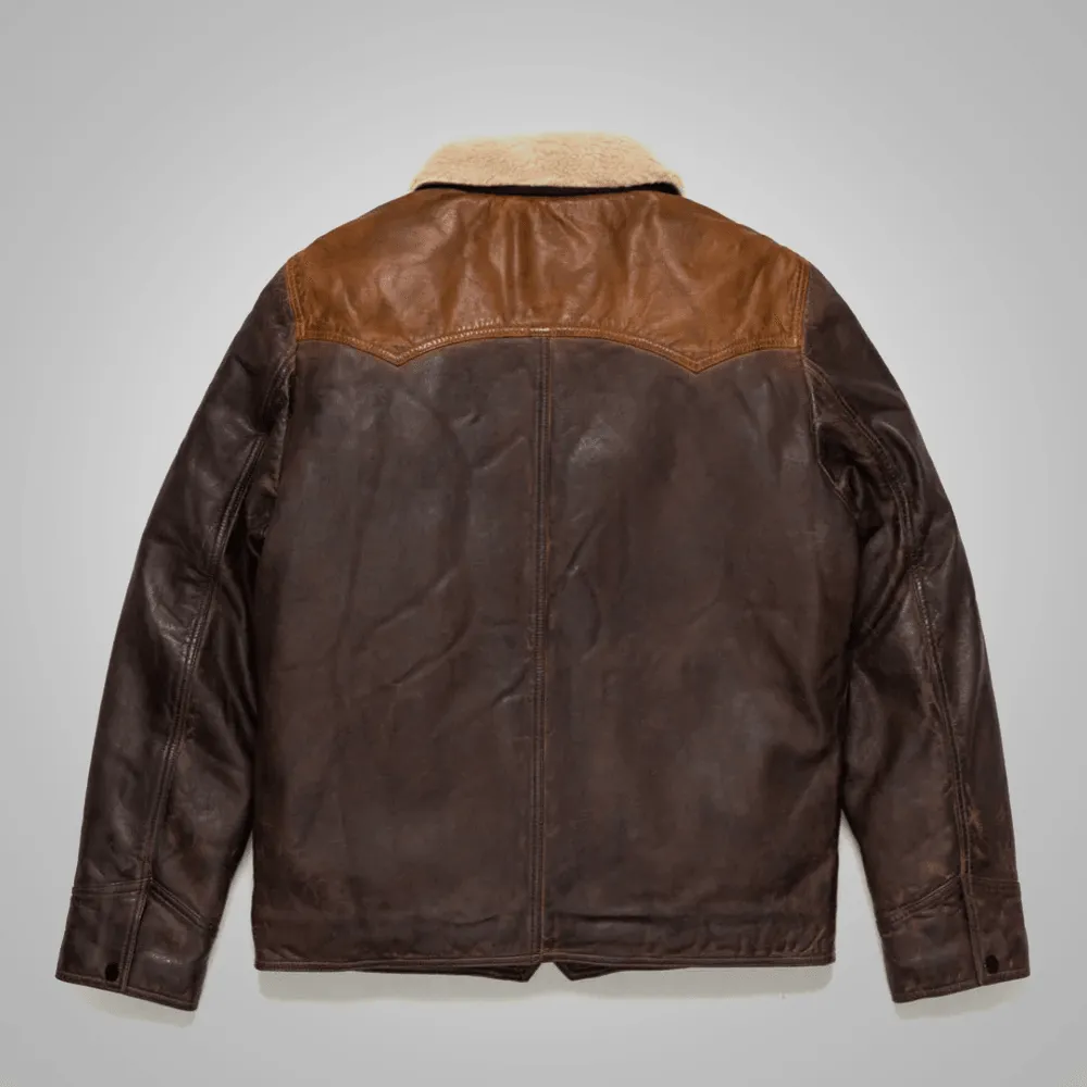 Men's Chocolate Brown Western Suede Leather Bomber Jacket